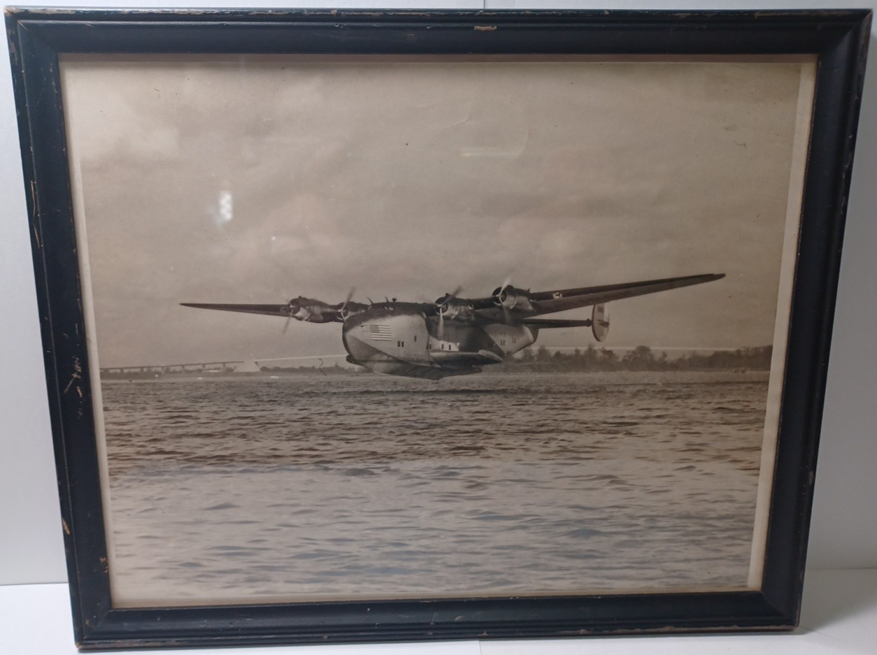 Framed Photo 1938 President FDR Landing in Hawaii Water 8 3/4