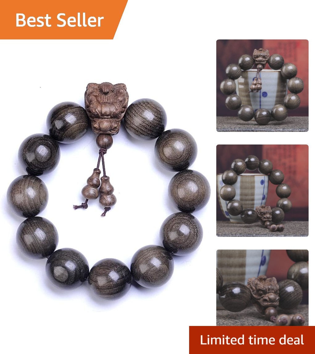 Elegant 7-Inch Buried Ebony Mala Necklace with Dragon Head Charm for Prayer Elegant 7-Inch Buried Ebony Mala Necklace with Dragon Head Charm for Prayer