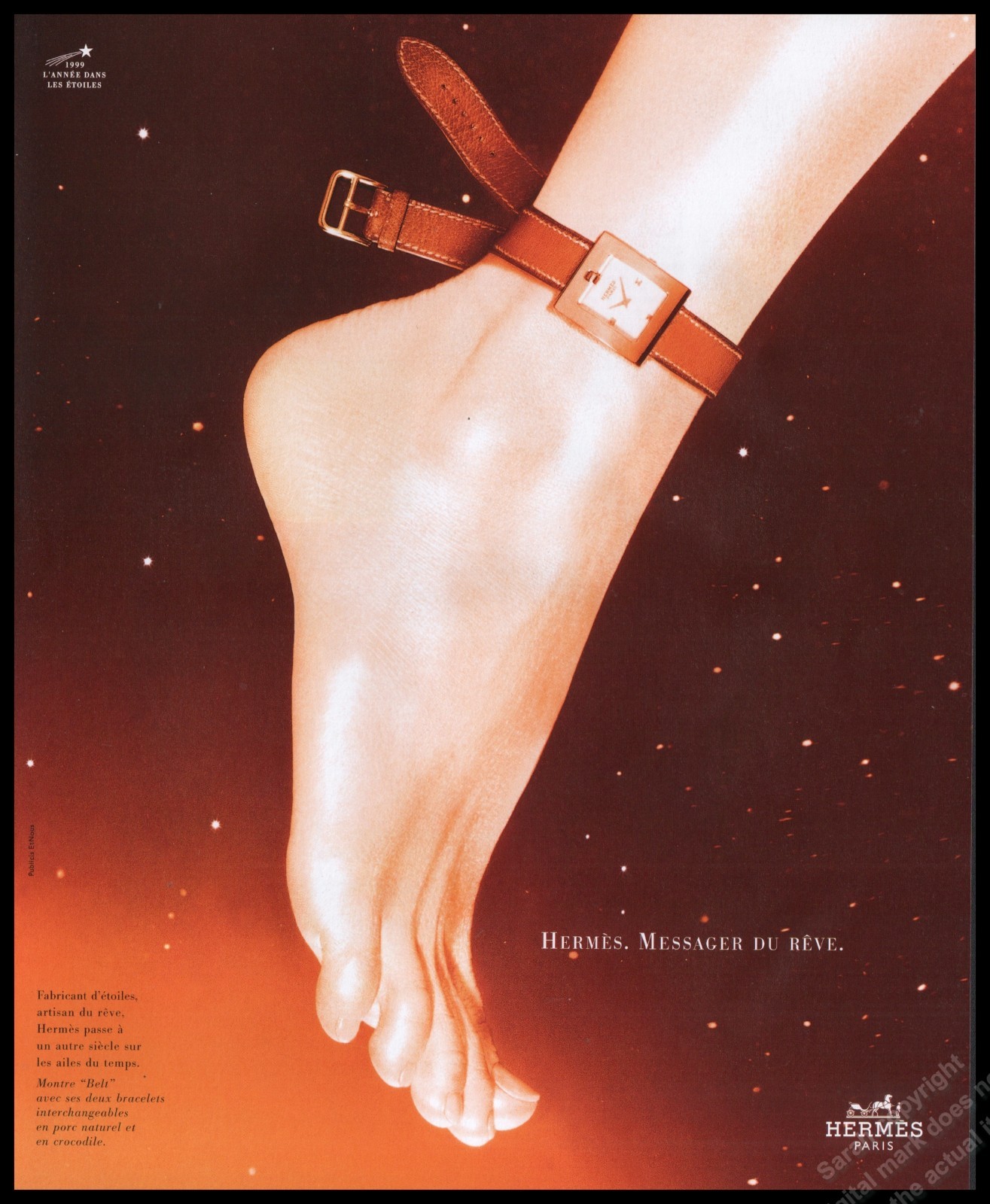 1999 Ankle Hermes Watch Magazine Print Ad Women Fashion-IC