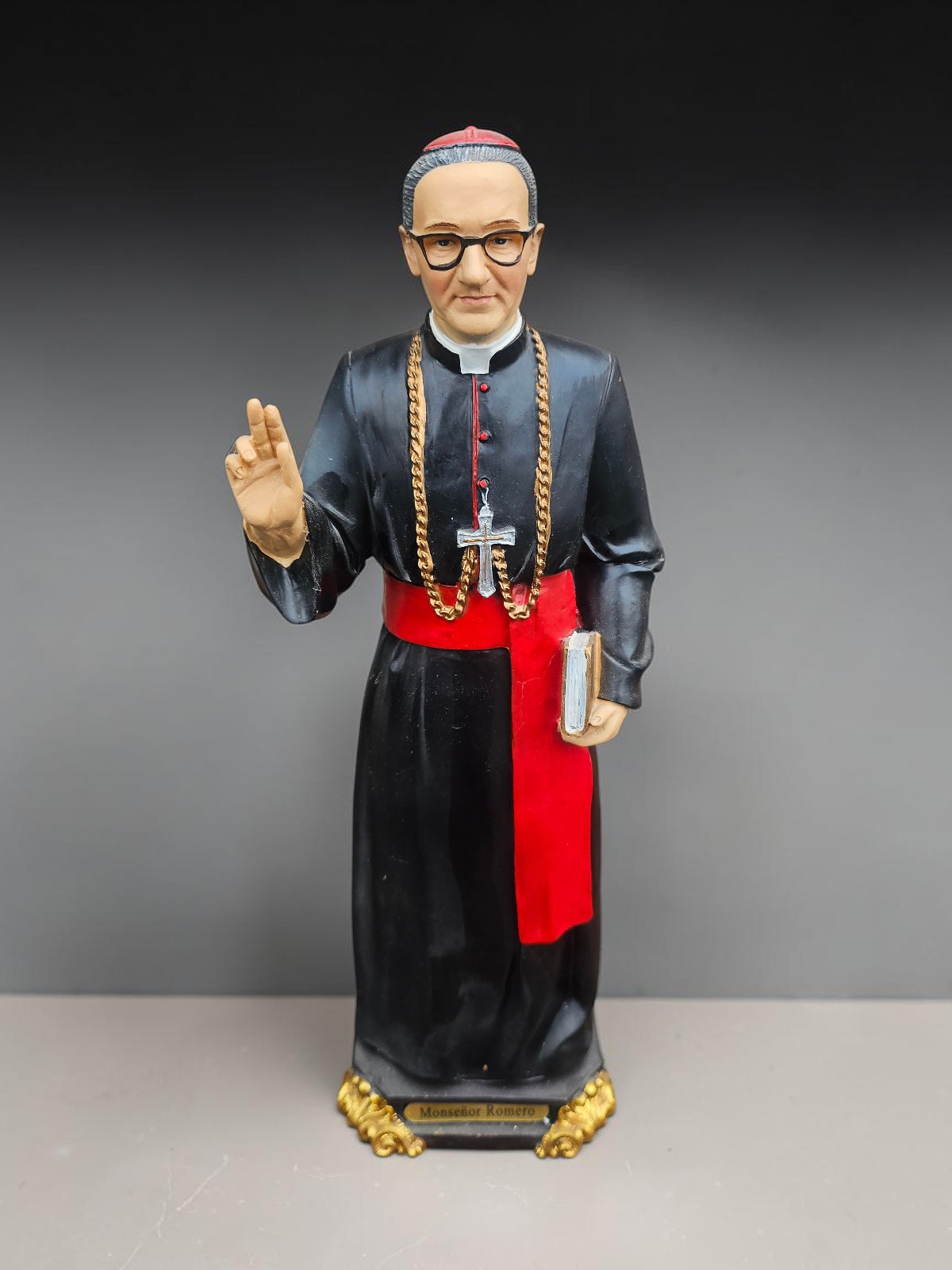 Vintage Hand Painted Polyresin Saint Oscar Romero Religious Figure statue