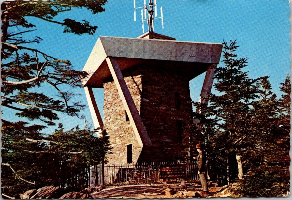 Mount Mitchell Observation Tower see Unika Mtns. North Carolina c1970 Postcard