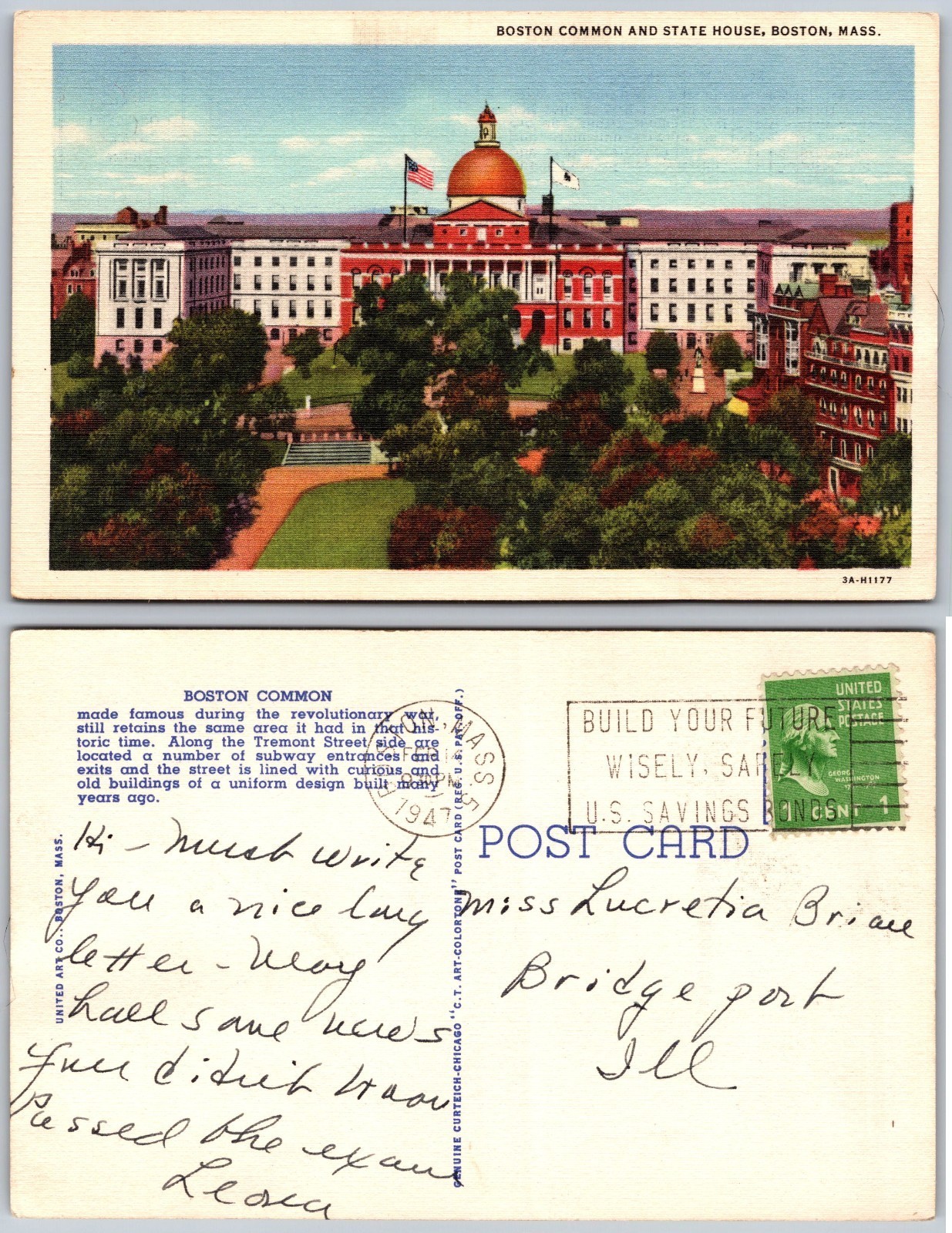 Boston Common And State House Boston MA Postcard