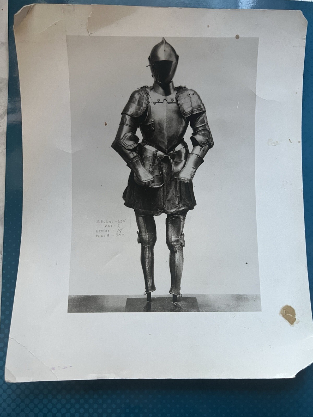 Vintage 1922 William Randolph Hearst Collection Photo German armor 1560 