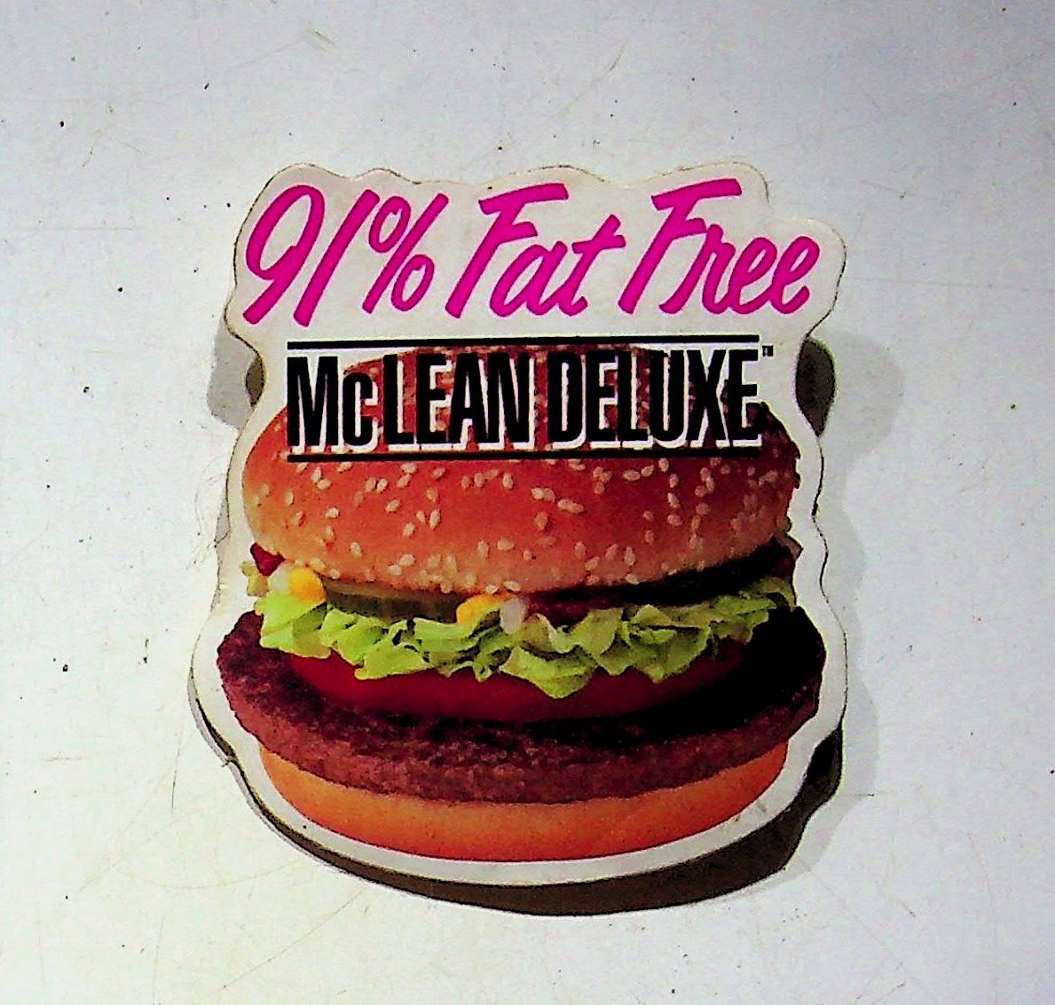 McDonald\'s McLean Deluxe Vintage Advertisement Button Pin 91% Fat Free