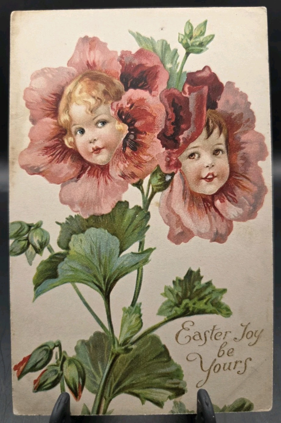 Antique Ernest Nister EASTER Children In Flowers Postcard 1900s Bavaria 