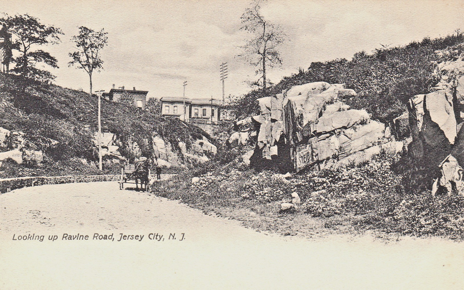 Jersey City NJ Early Street Scene Looking Up Ravine Road c1907 Unused Postcard
