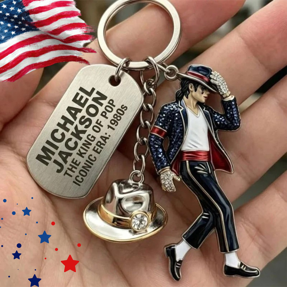 Michael Jackson Metal Keychain King of Pop Dance Figure KeyRing Gift Pendant Fan