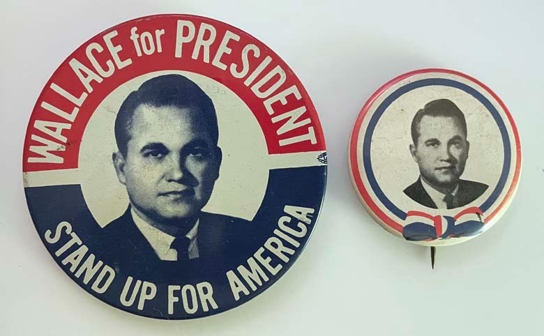 (2) Vintage George Wallace President Pinback pins \