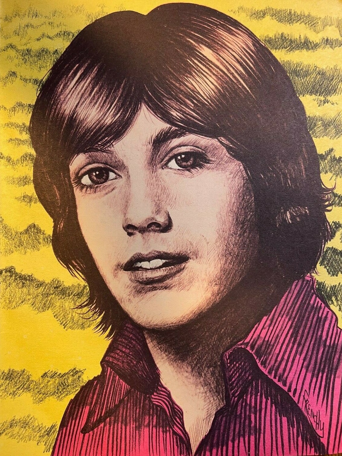 1971 Vintage Magazine Illustration Singer David Cassidy The Partridge Family