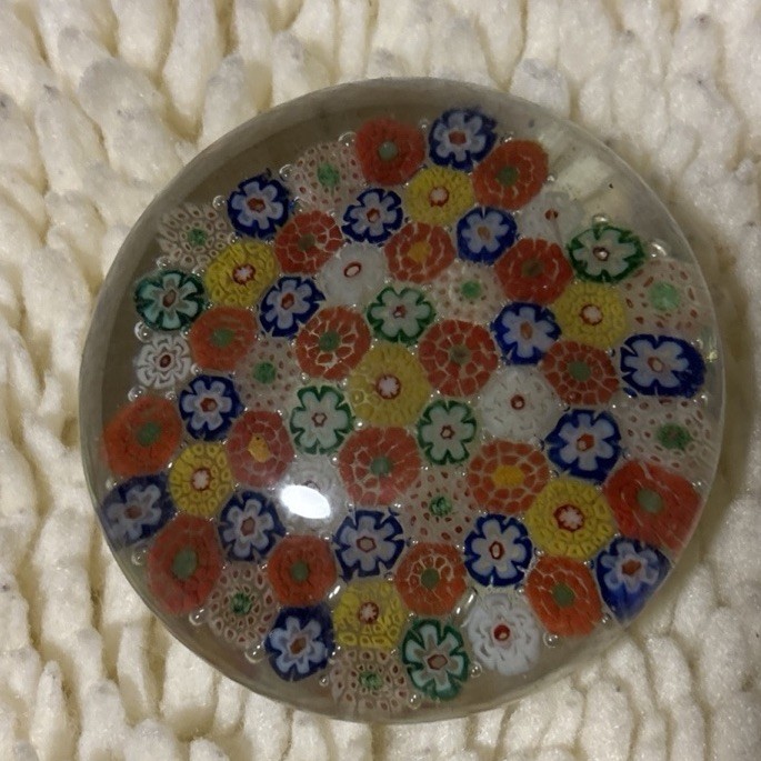 Vintage Murano Milifiori Small Glass Paperweight