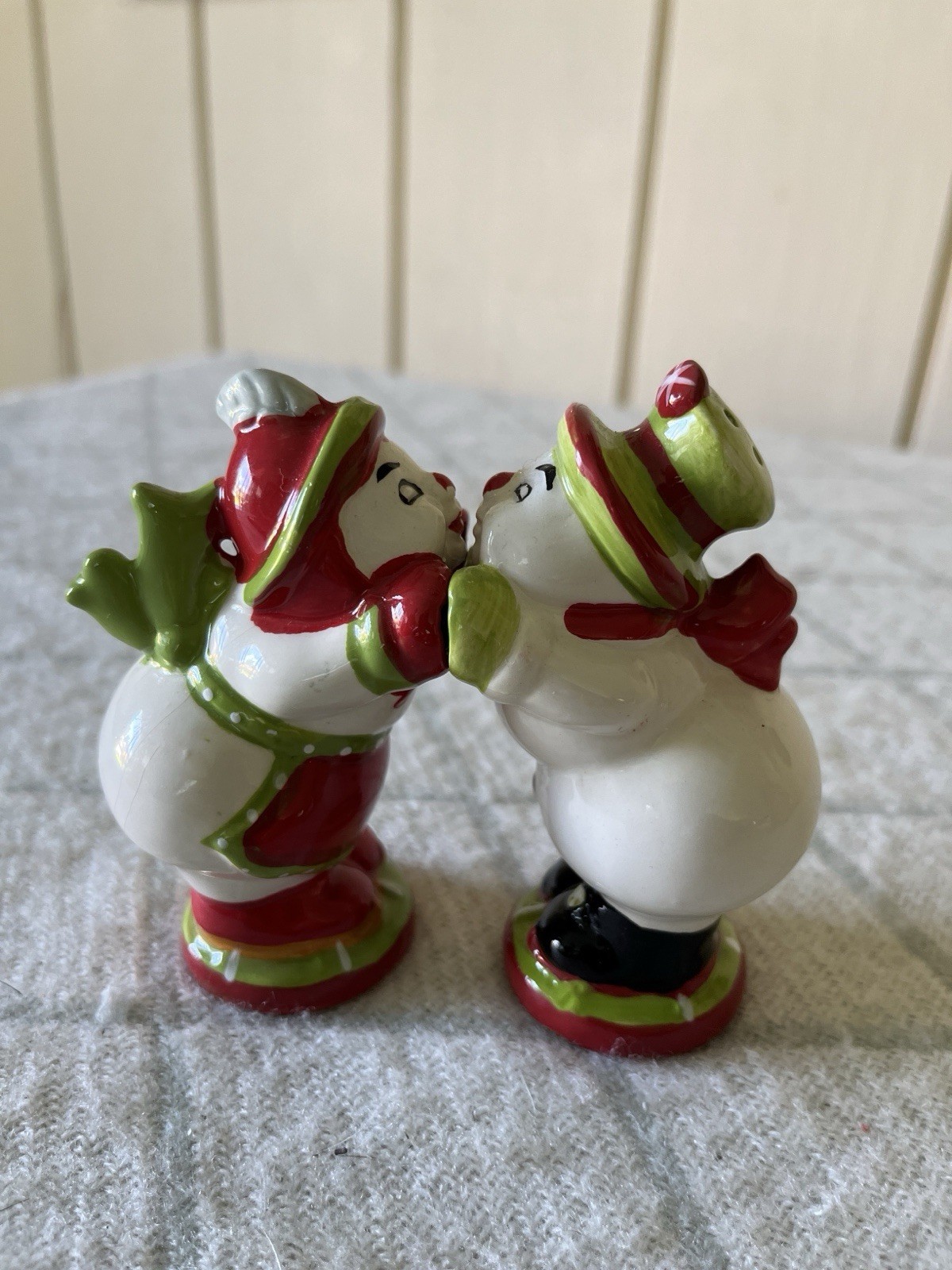 Vintage Kissing Magnetic Snowmen