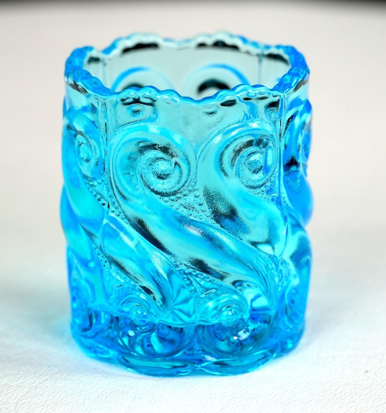 LG Wright S Repeat Celeste Blue Glass Vintage 2 1/4