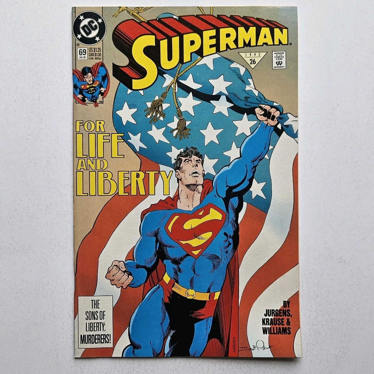SUPERMAN #69 Comic Book with Bag And Board NM 9.4 DC 1992 Justice League JLA Vtg