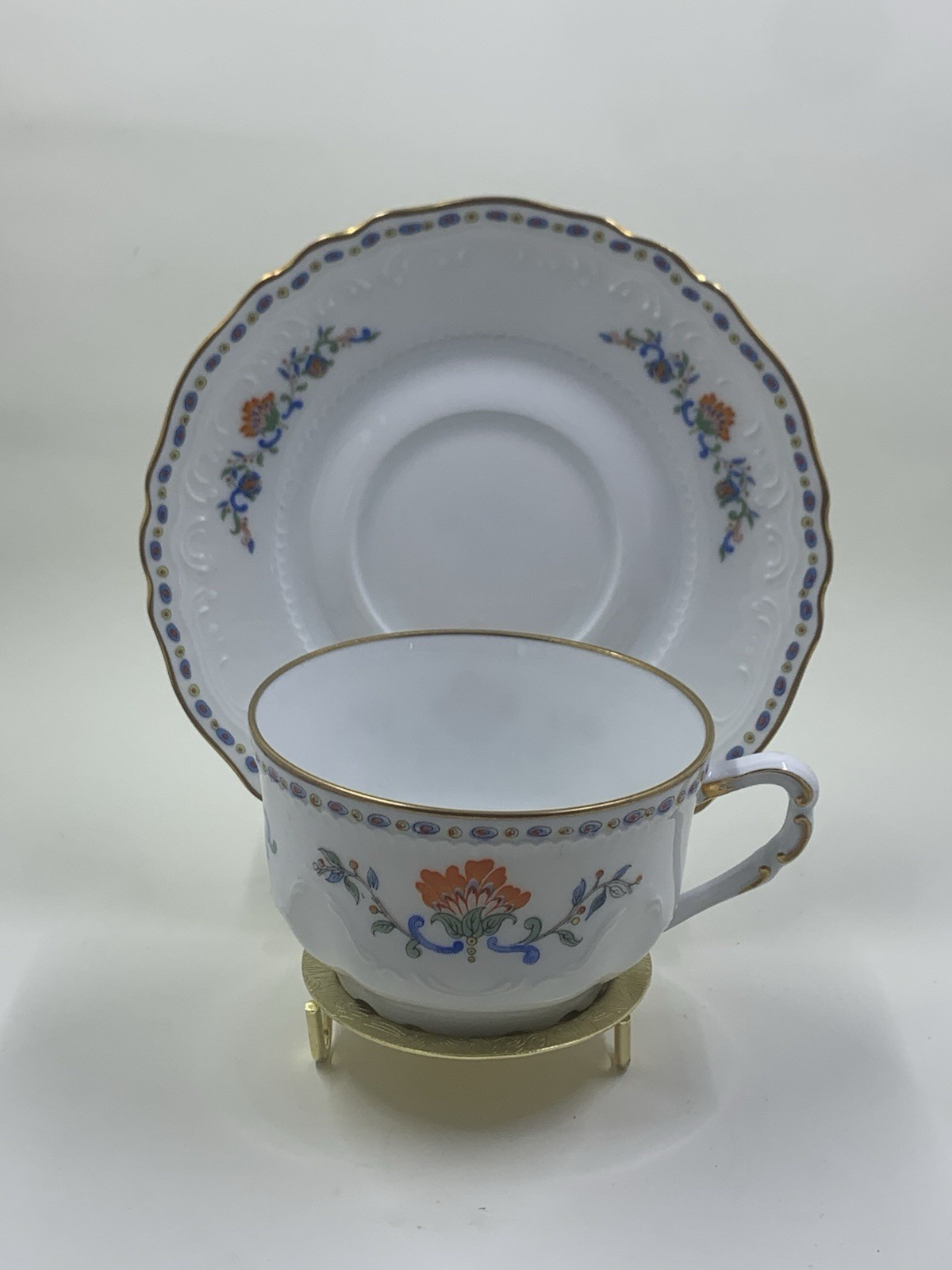 Limoge Porcelain Persan Rogue Teacup And Saucer Set
