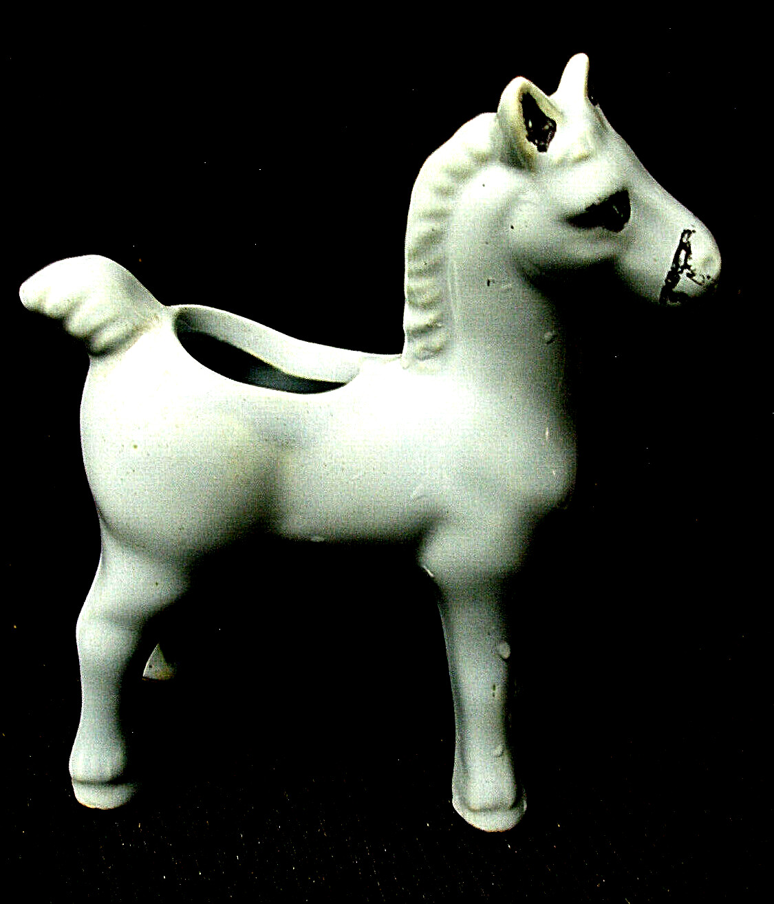 MID-CENTURY CALIFORNIA ART POTTERY FIGURINE of BLUE HORSE - PONY PLANTER