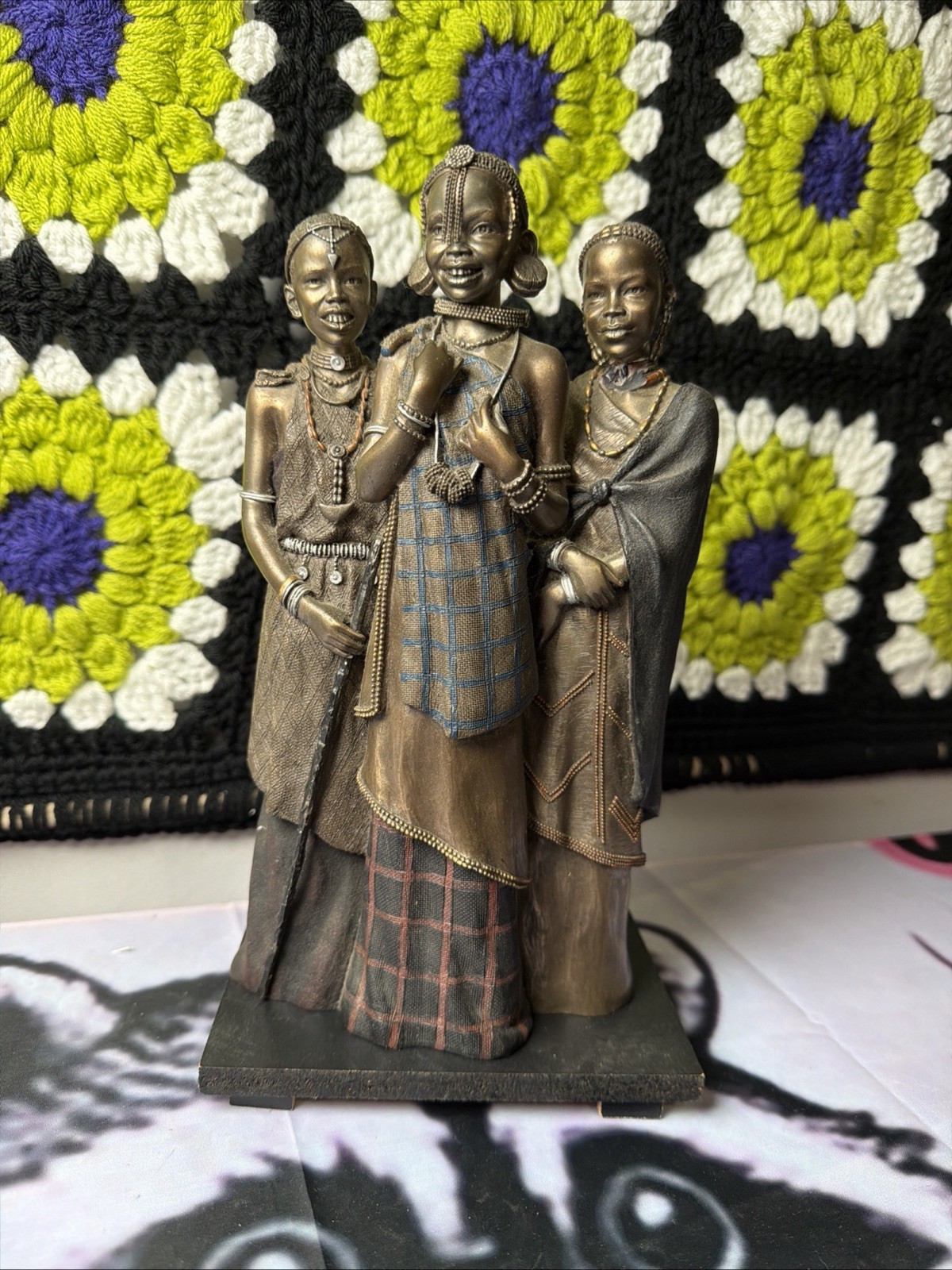 Soul Journeys Maasai Figurine Furaha Tatu Days of Happiness 3 Women Rare 2004