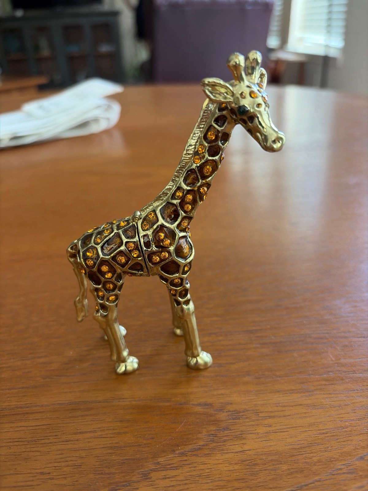 Jere Collection Bejeweled Giraffe Trinket Box Hinged Enamel Austrian Crystal COA