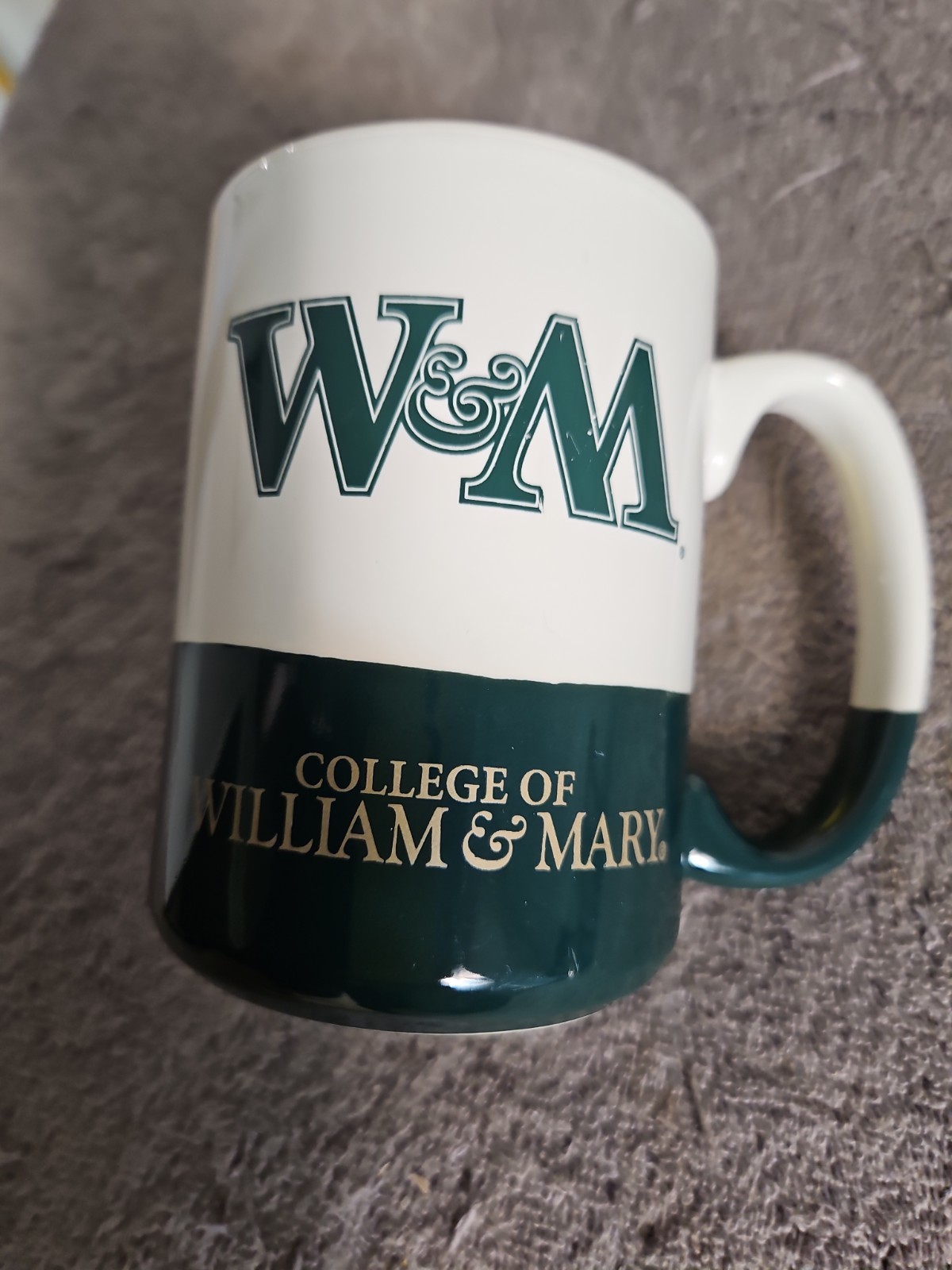 William And Mary College Ceramic Coffee Cup Mug Green/White 12 oz Tea