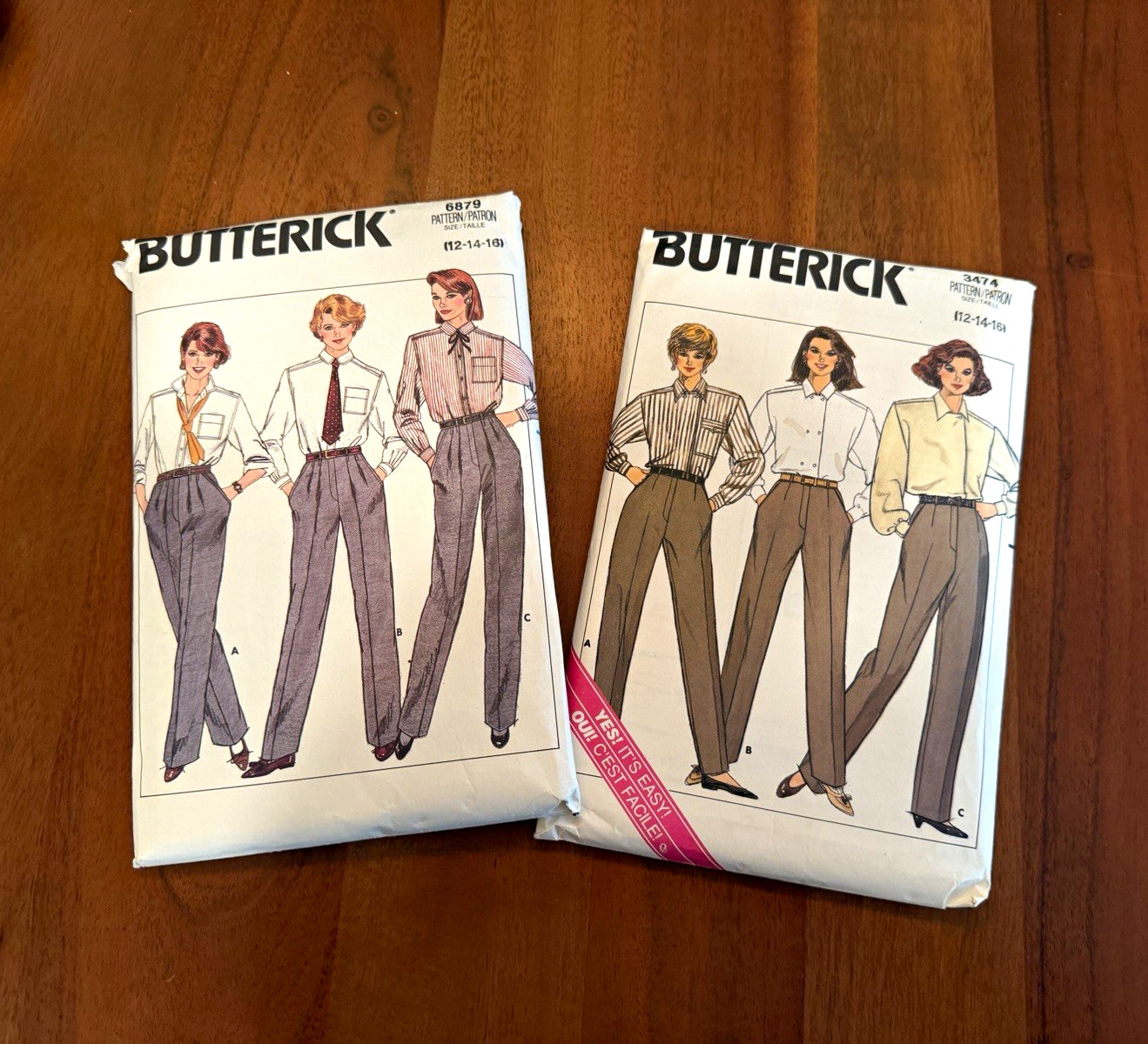 Vtg 1985 Butterick Pants Sewing Pattern Lot 6879 3474 Misses Size 12-14-16 Uncut