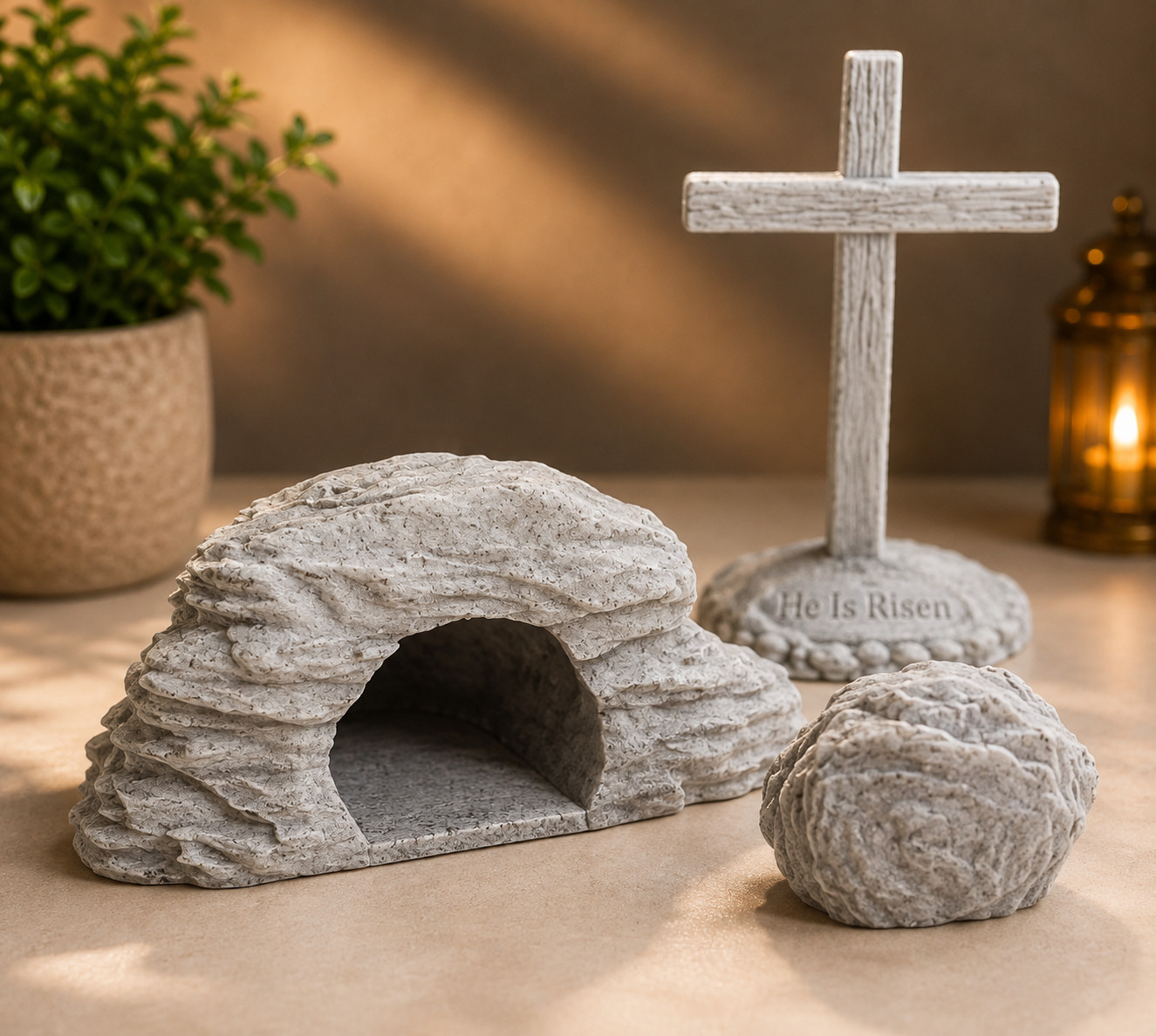 Jesus Empty Tomb Cross Easter Resurrection Scene He Has Risen Christian Decor Jesus Empty Tomb Cross Easter Resurrection Scene He Has Risen Christian Decor