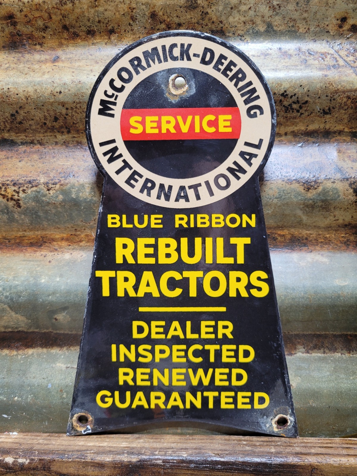 VINTAGE MCCORMICK DEERING PORCELAIN SIGN OLD FARMING TRACTOR DEERE DEALER SALES 