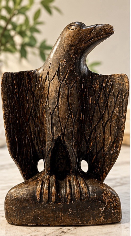 Vintage Hand Carved Wood Eagle Sculpture 10” x 7” Rustic Folk Art Americana