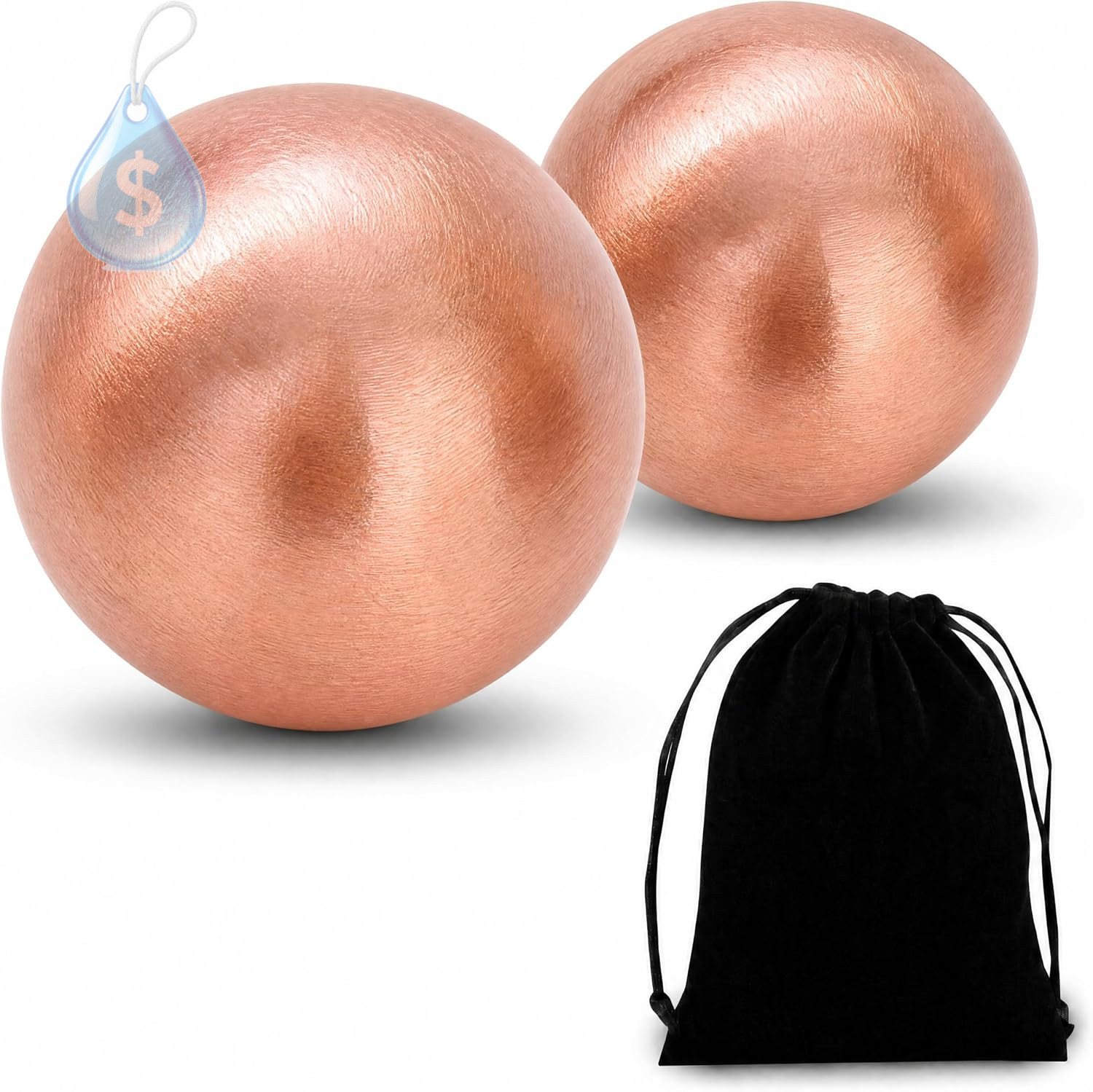 2 Pcs Copper Baoding Balls, Traditional Chinese Massage Balls for Hand Therapy,