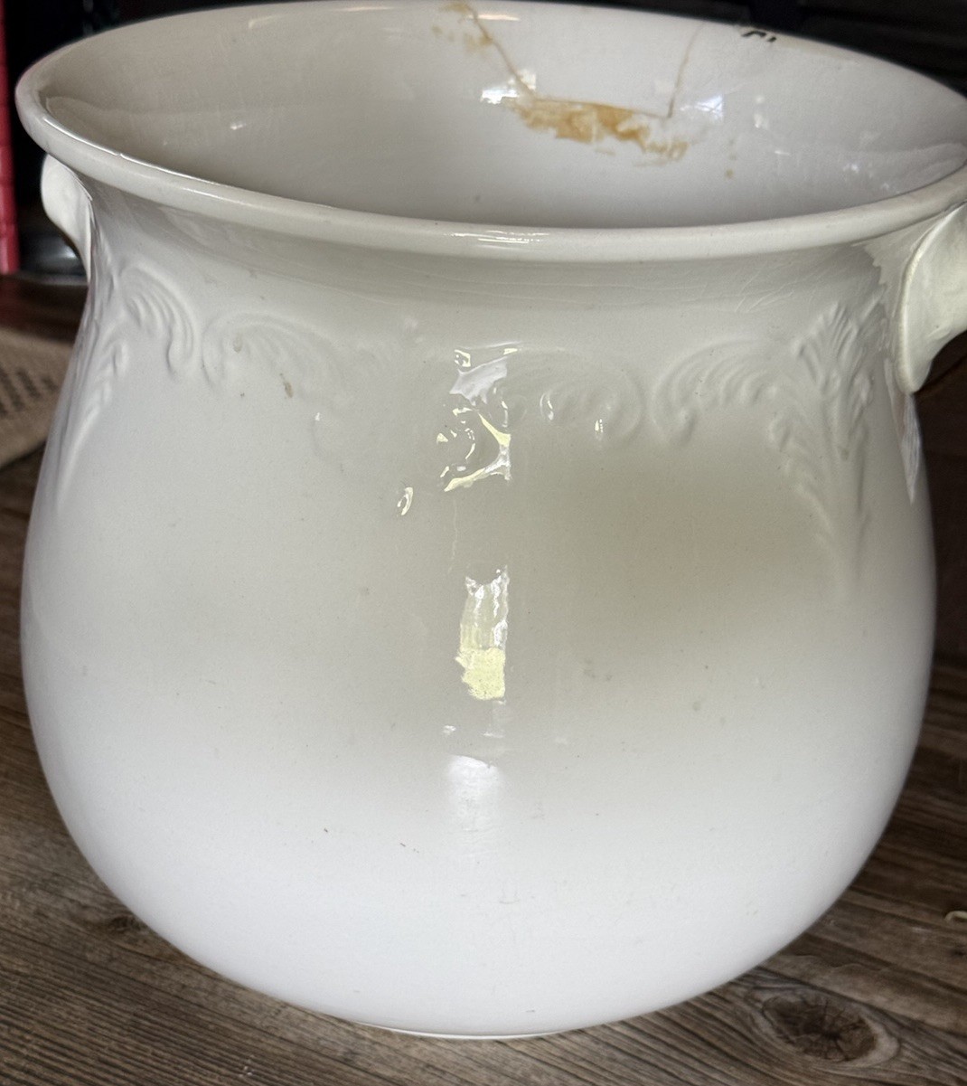 1890’s W.S. George Haquette Slop Pot Pail With Metal Wire & Wood Handle