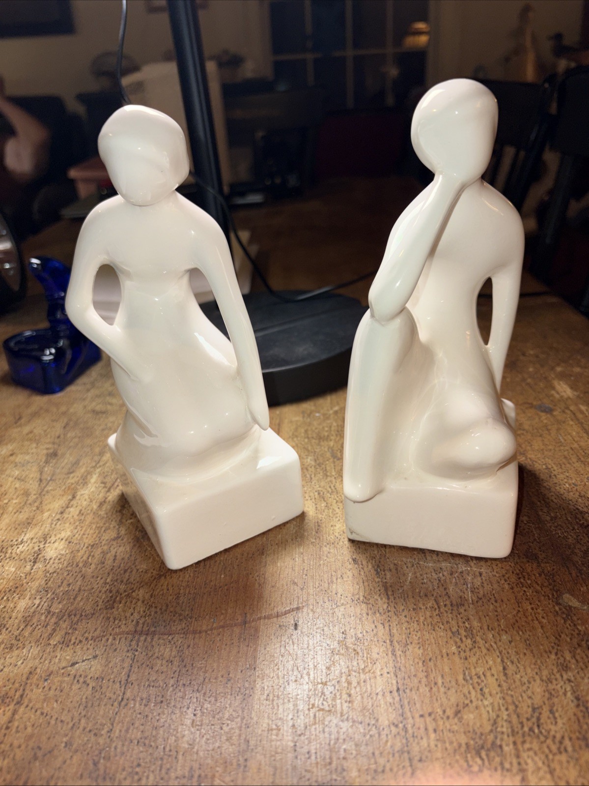 Vintage Royal Delft Bookends MCM 1970s. Man And Woman Solid White 7.5 Inches. Vintage Royal Delft Bookends MCM 1970s. Man And Woman Solid White 7.5 Inches.