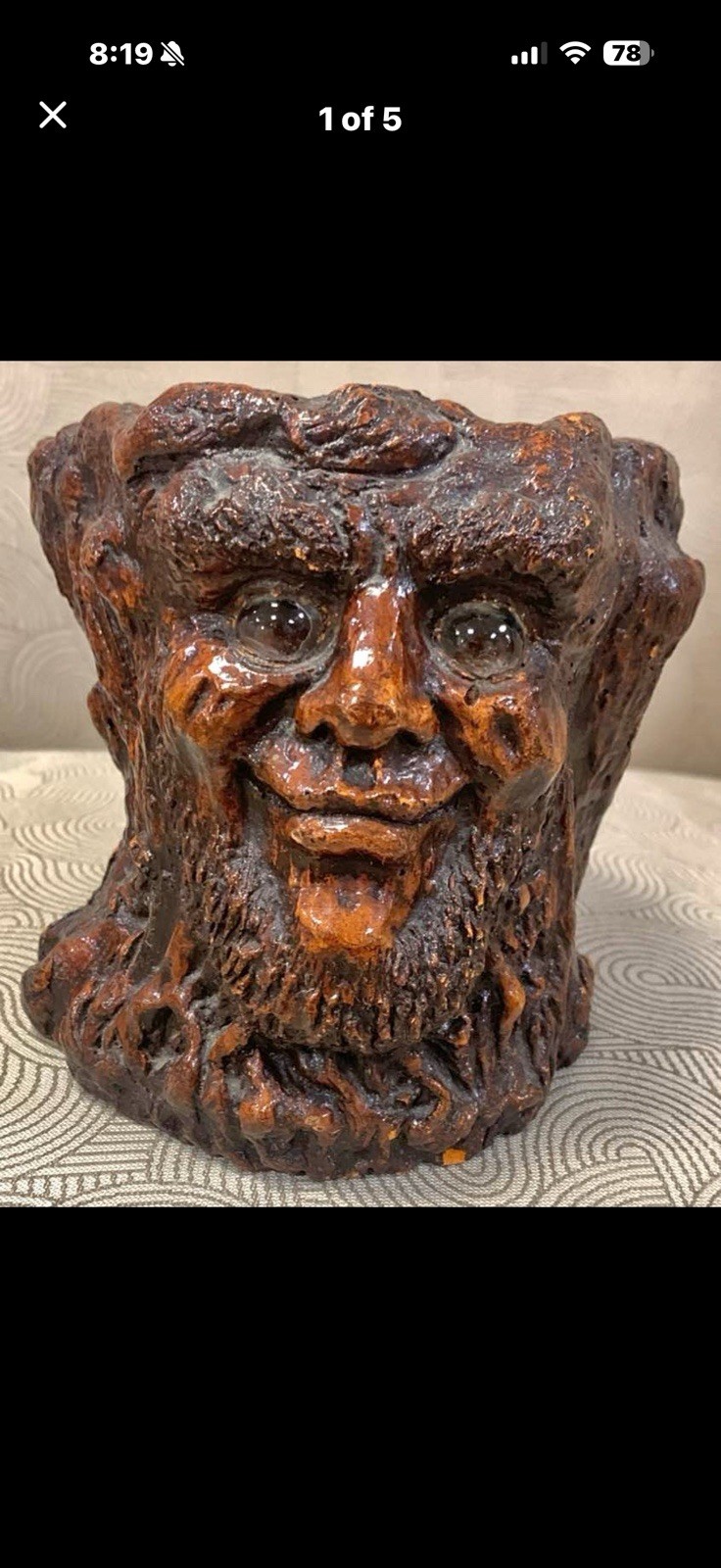 Vtg 1975 Jason Christoble Matchless Grove Tree Man Candle Holder Glass Eyes Owl