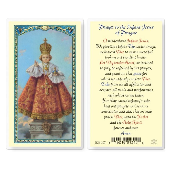 Prayer to the Infant of Prague -Laminated Holy Card E24-107