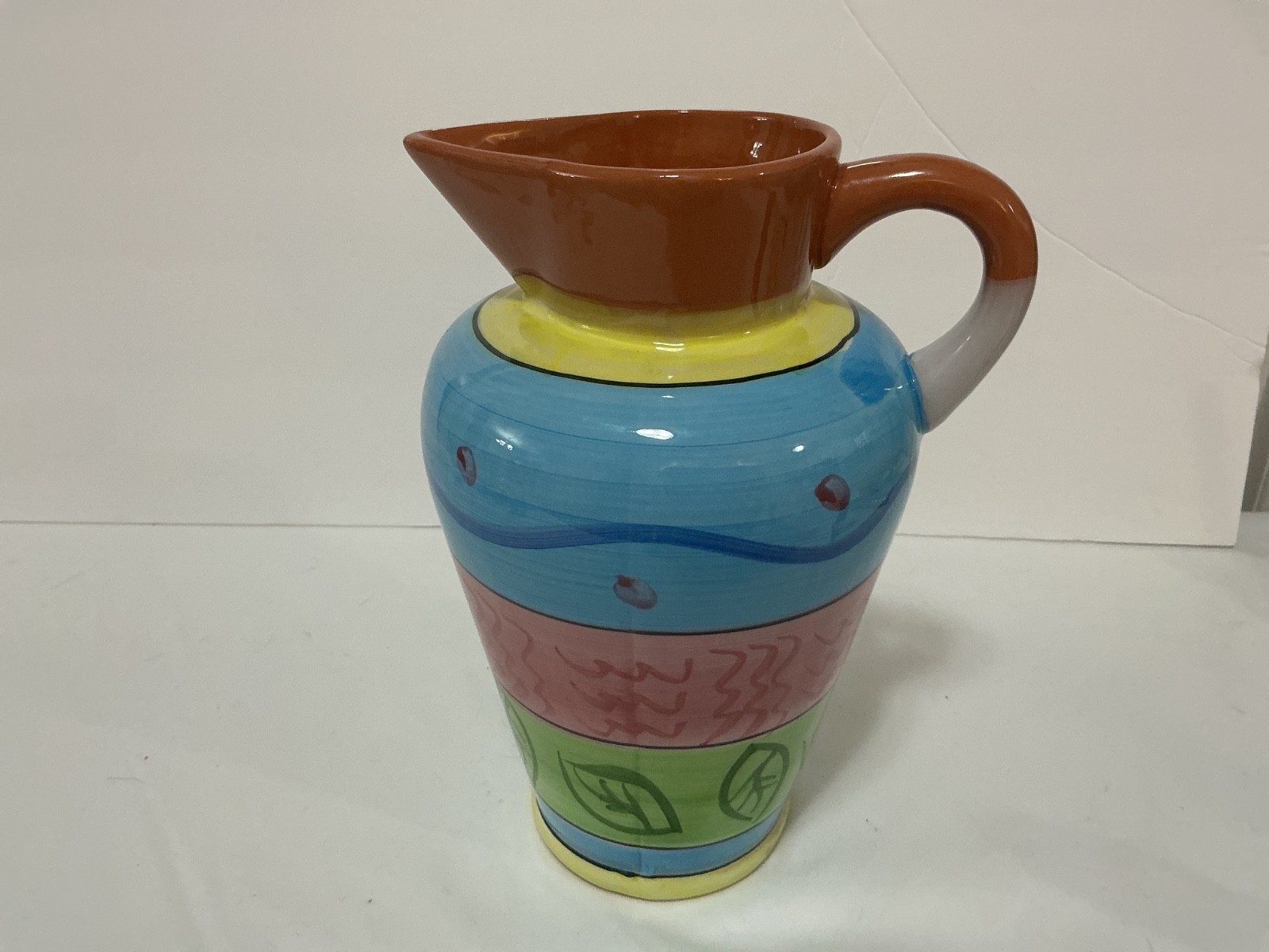 Vintage World Bazaar Terra Cotta Pitcher Beautifully Painted Vintage World Bazaar Terra Cotta Pitcher Beautifully Painted