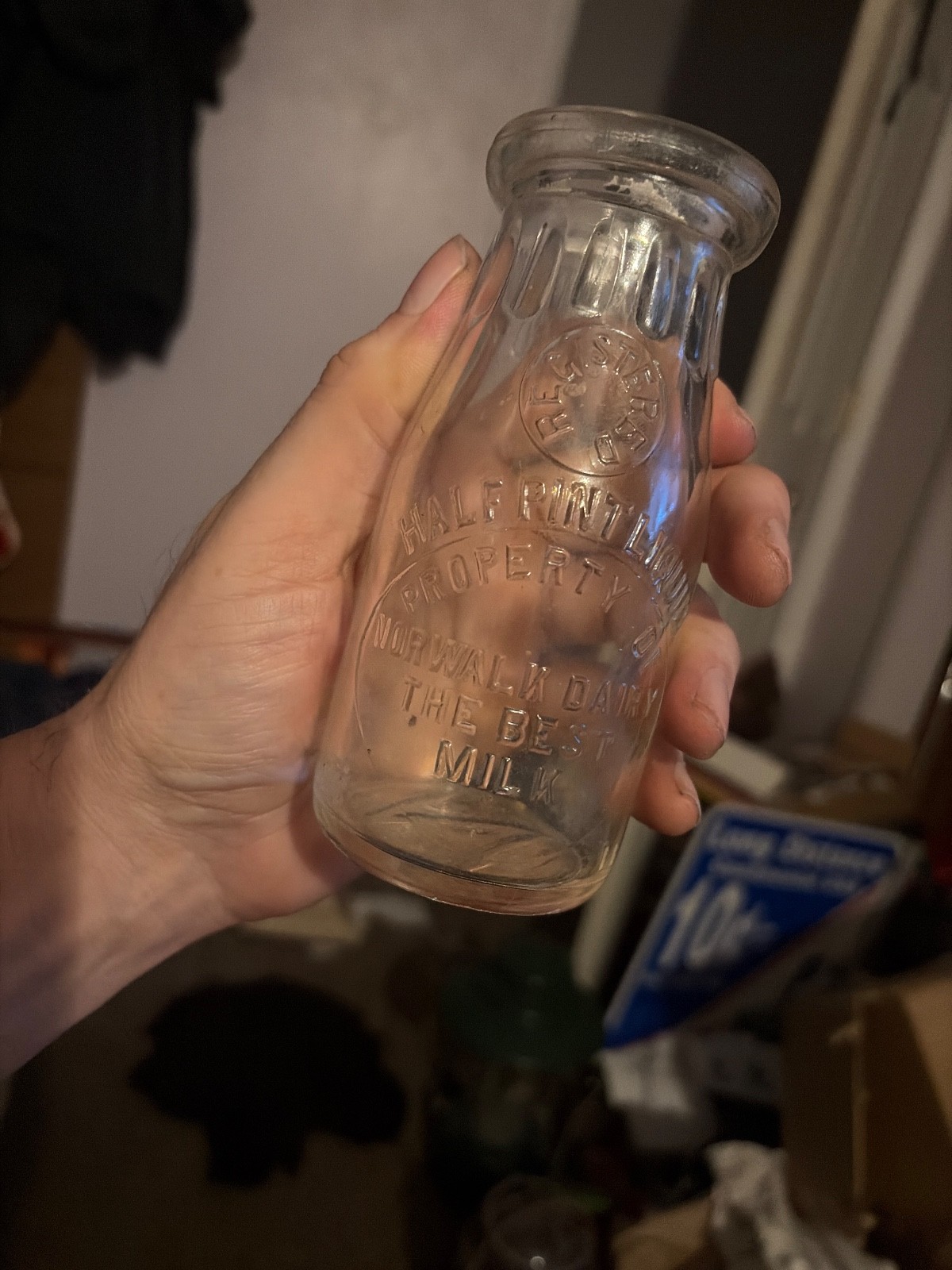 rare norwalk diary ohio half pint milk bottle embossed vgc