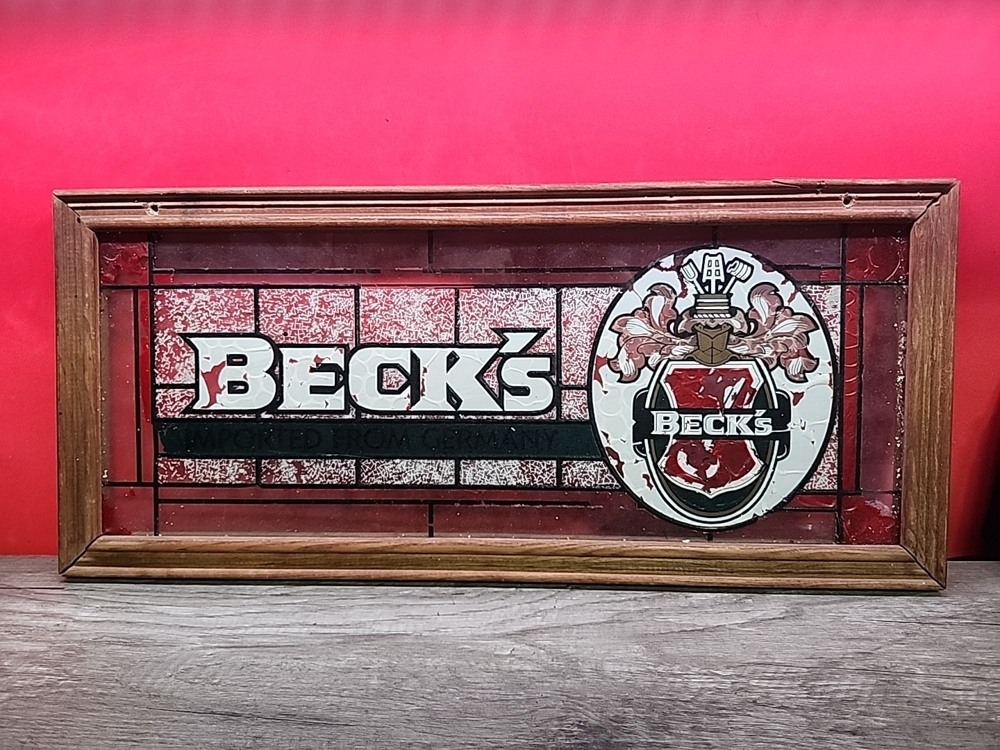 Vintage Beck\'s Imported From Germany Stained Glass Beer Advertising Sign- RARE
