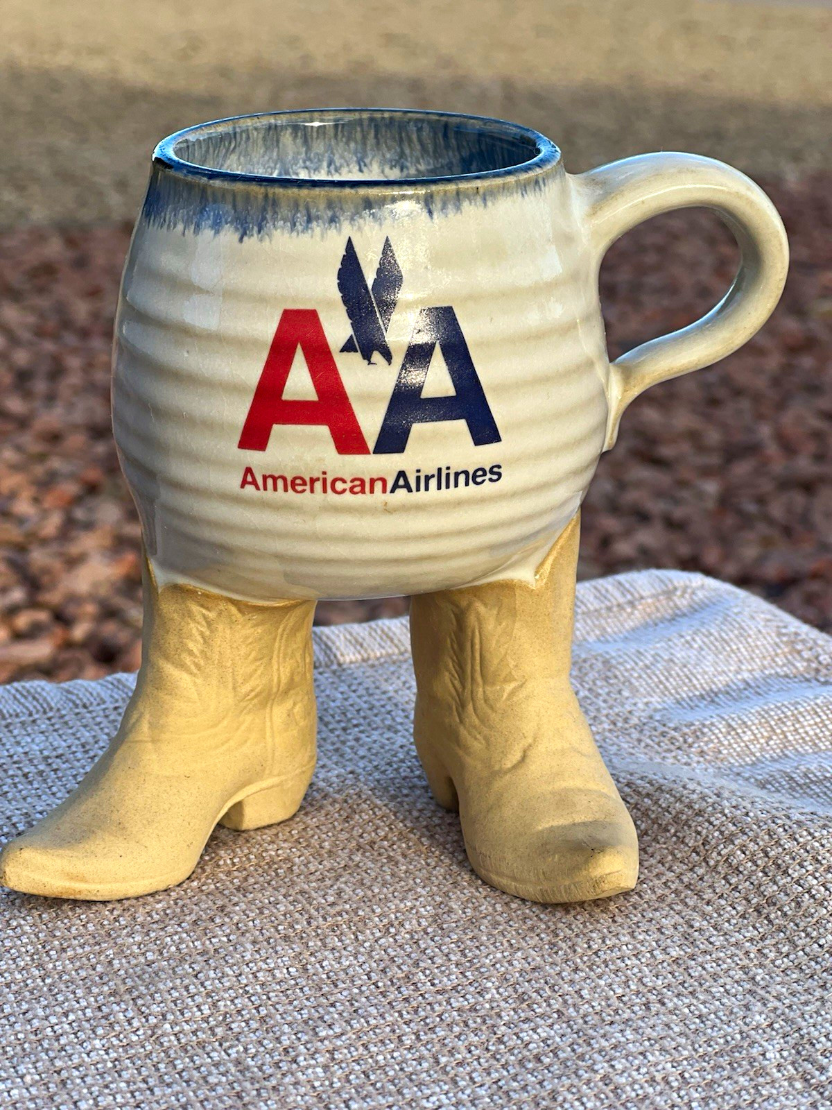 Vintage 1981 Five Bridges Pottery American Airlines Cowboy Boot Mug Rare promo Vintage 1981 Five Bridges Pottery American Airlines Cowboy Boot Mug Rare promo