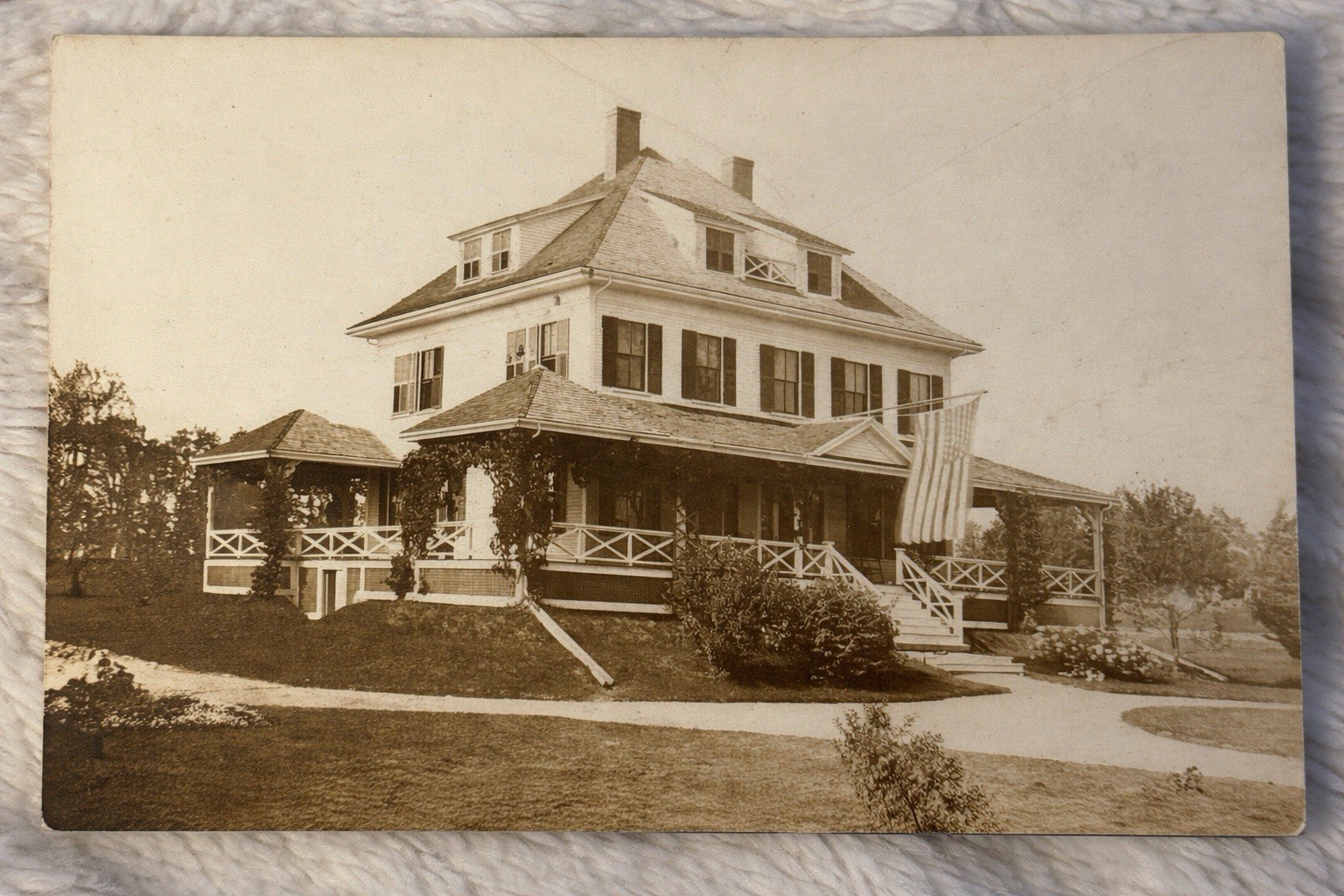 Antique Grand Victorian Unidentified House On The Hill 1910s RPPC Rare Postcard