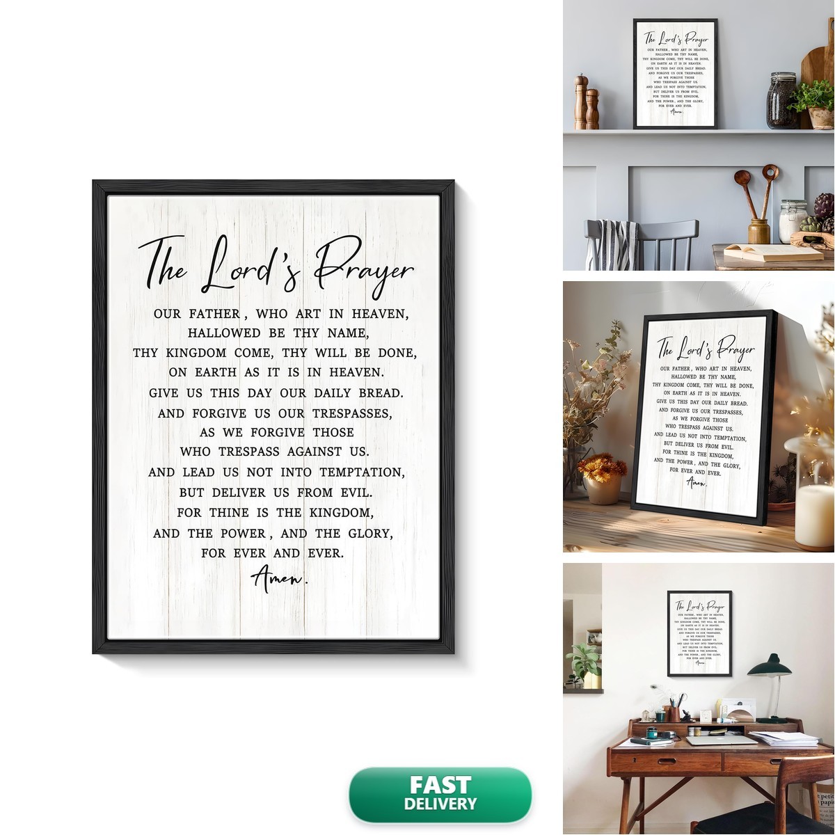 Dytila Floating Framed The Lords Prayer Canvas Wall Decor 12x16 Inch