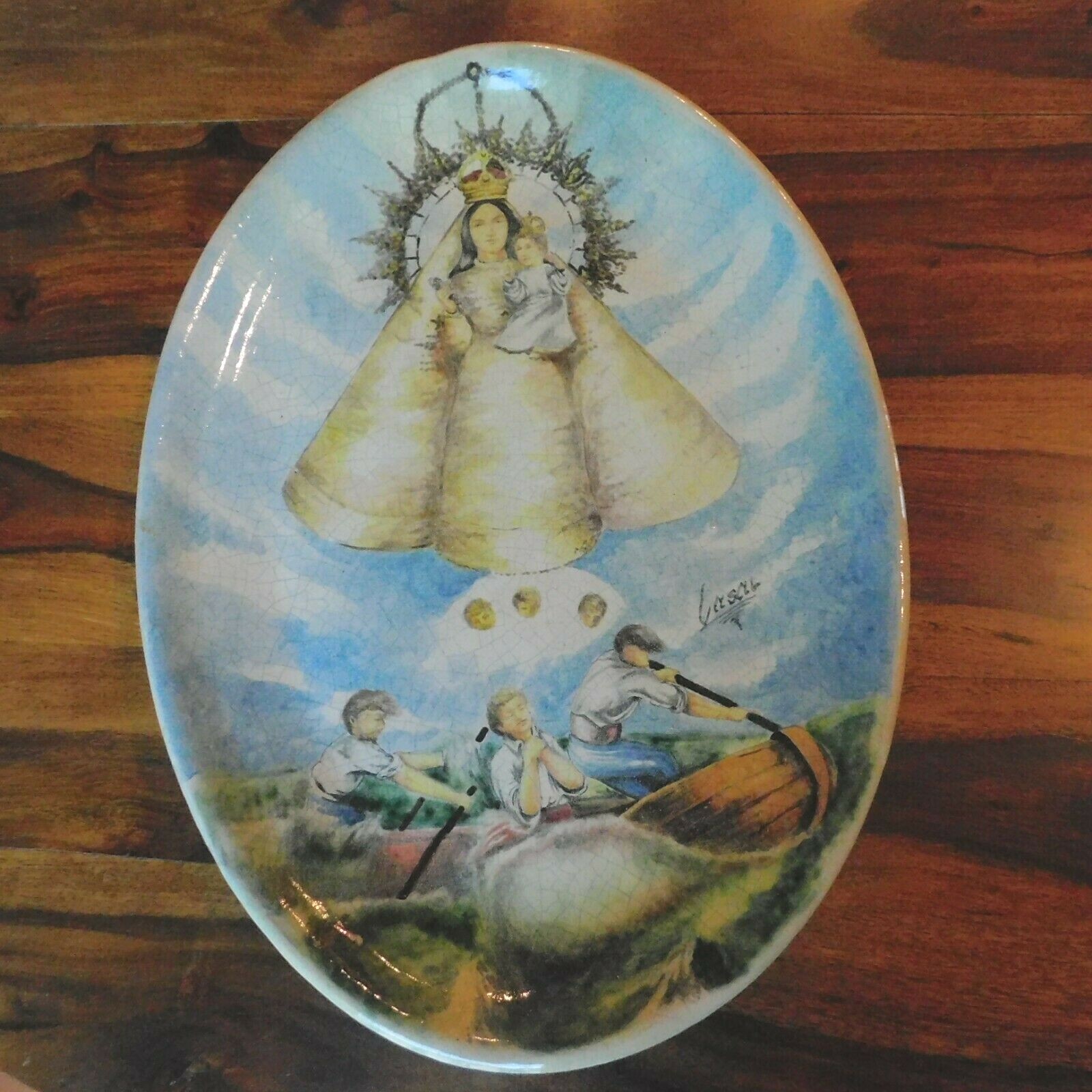VINTAGE SIGNED ART POTTERY PLATTER Mexican