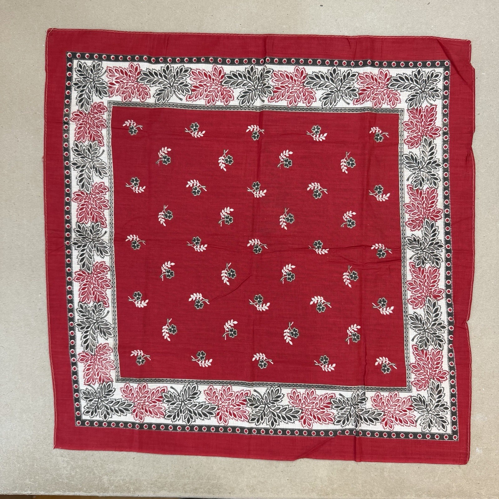 Antique Turkey Red Bandana Vintage Floral Bandanna Mint Brand New Old Stock