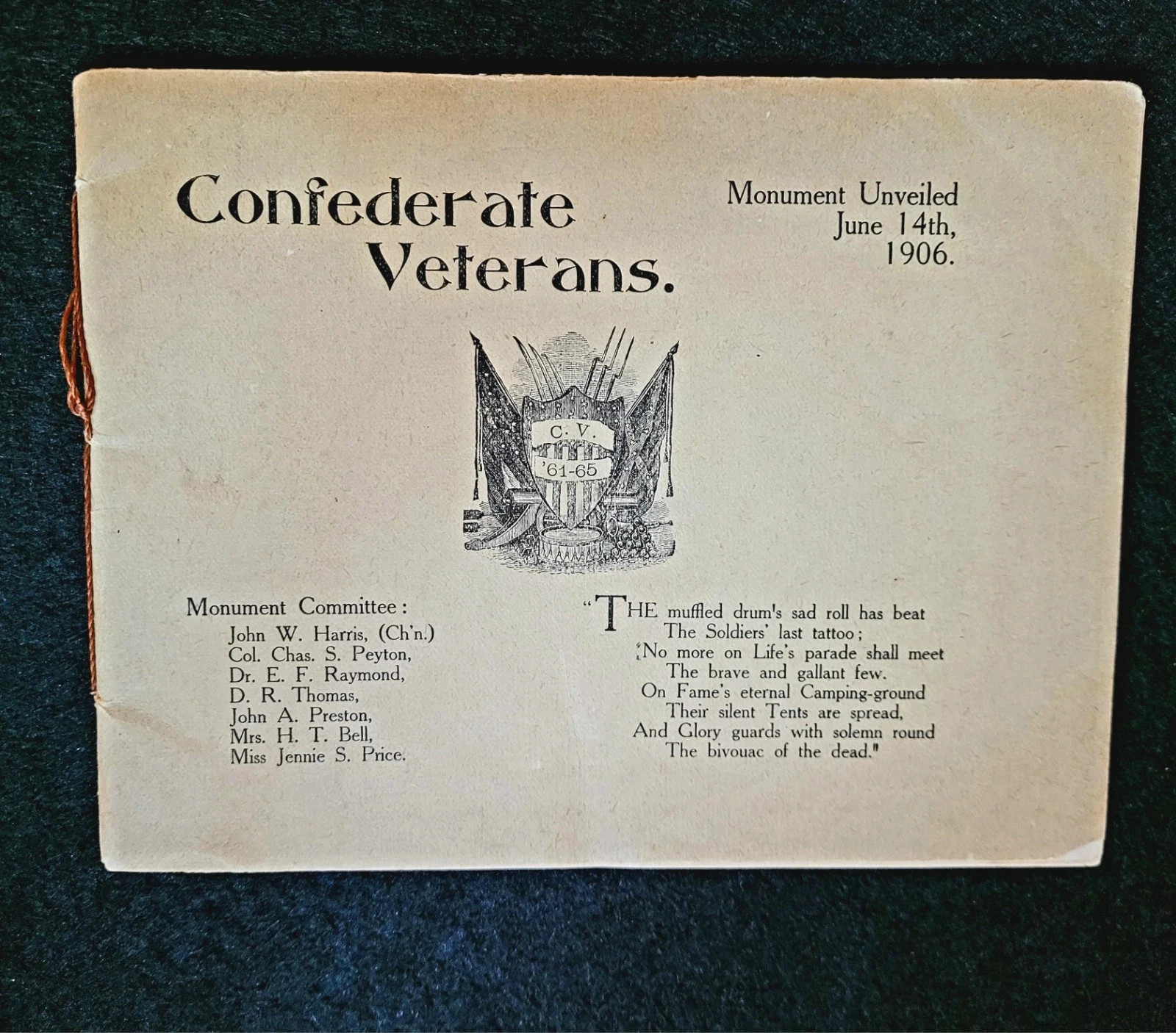 RARE 1906 Monument Unveiling Booklet with Photos of WV Confederate Veterans