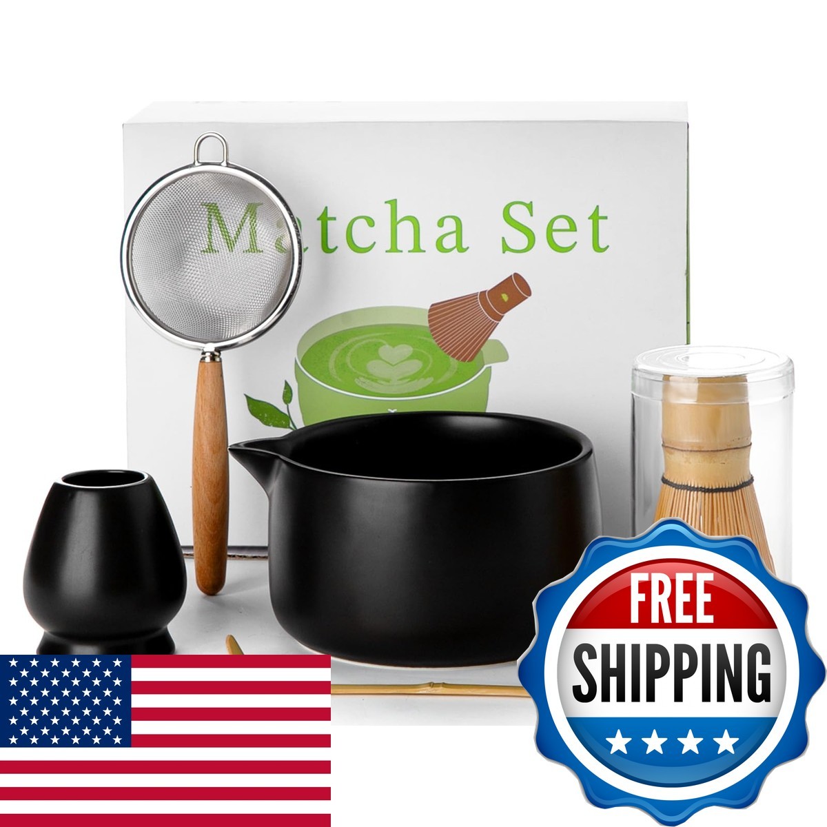 Jardin Tesoro 20OZ Matcha Whisk Set 5PCS Macha Bowl with Spout