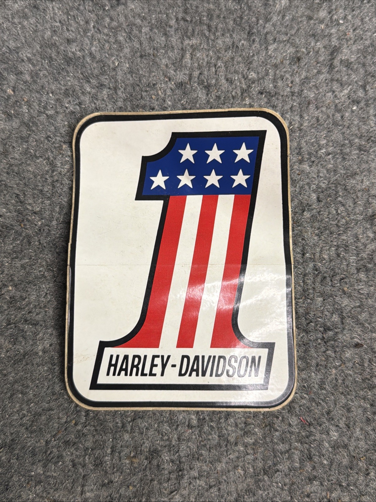 Vintage Harley Davidson #1 Stars Bars Sticker Original Motorcycle Racing Decal