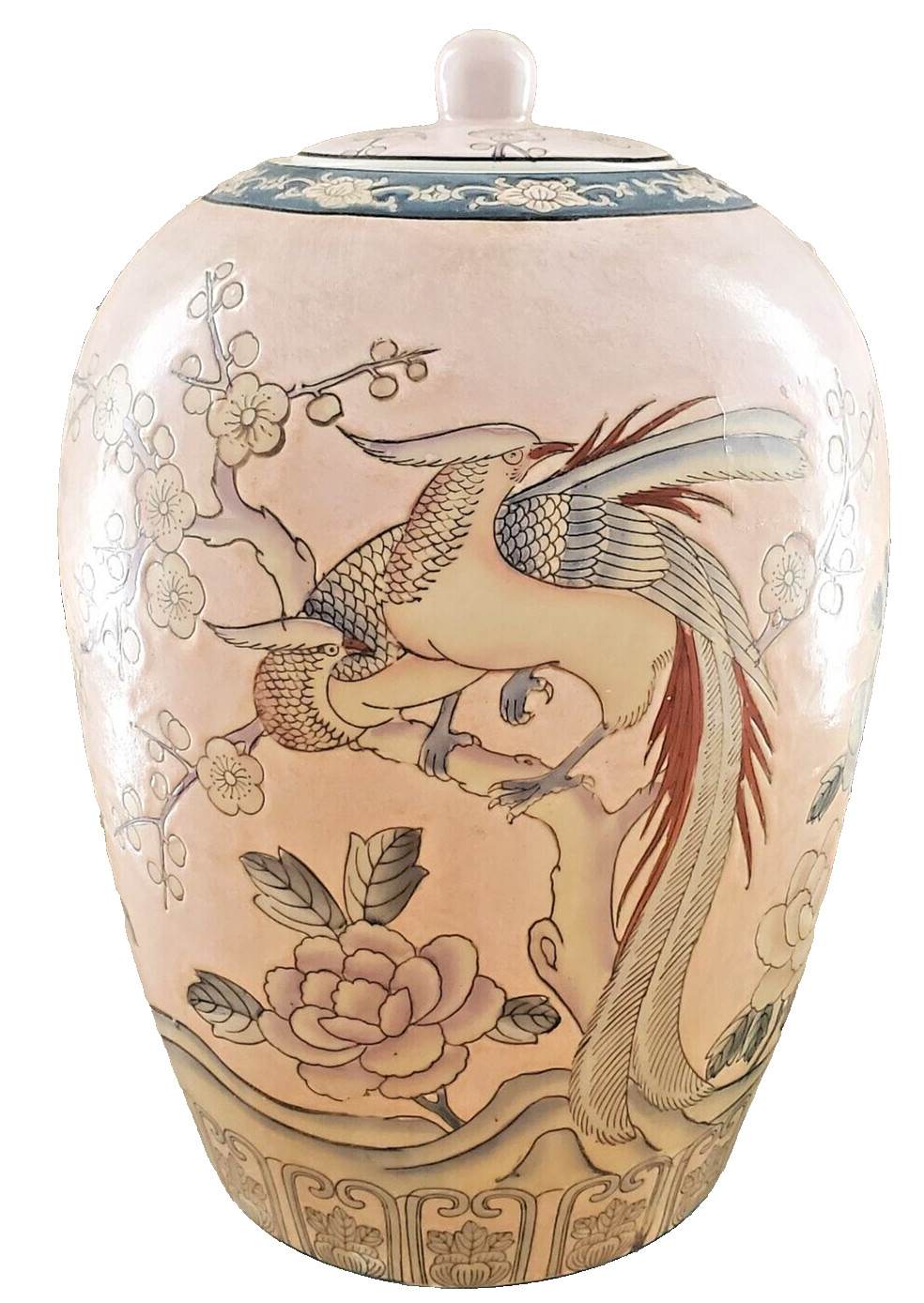 XL VTG Pink Phoenix Ginger Jar Large Urn 15\