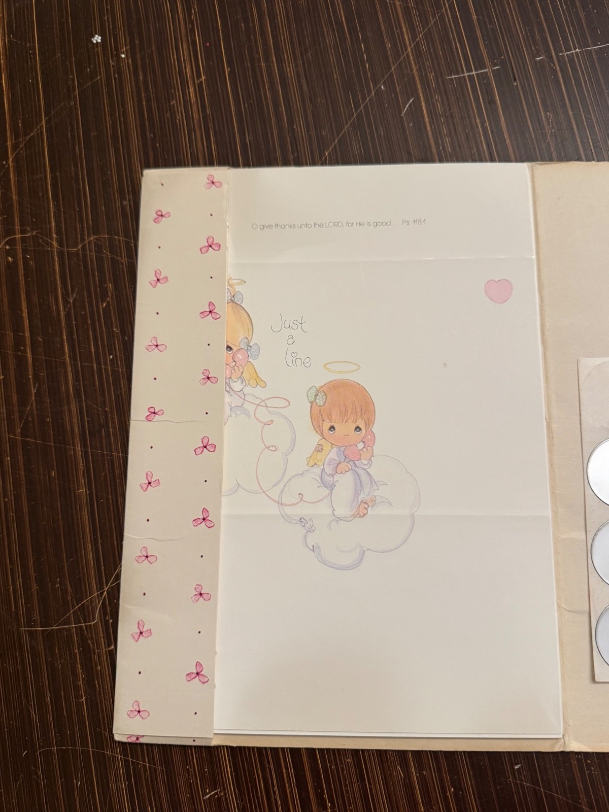 Vintage Precious Moments Stationery Set, Angel Writing Paper with Seals, Psalm 1