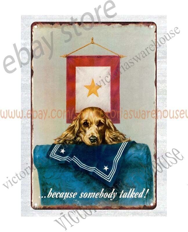 1944 Because somebody talked ww2 metal tin sign collectible wall art prints