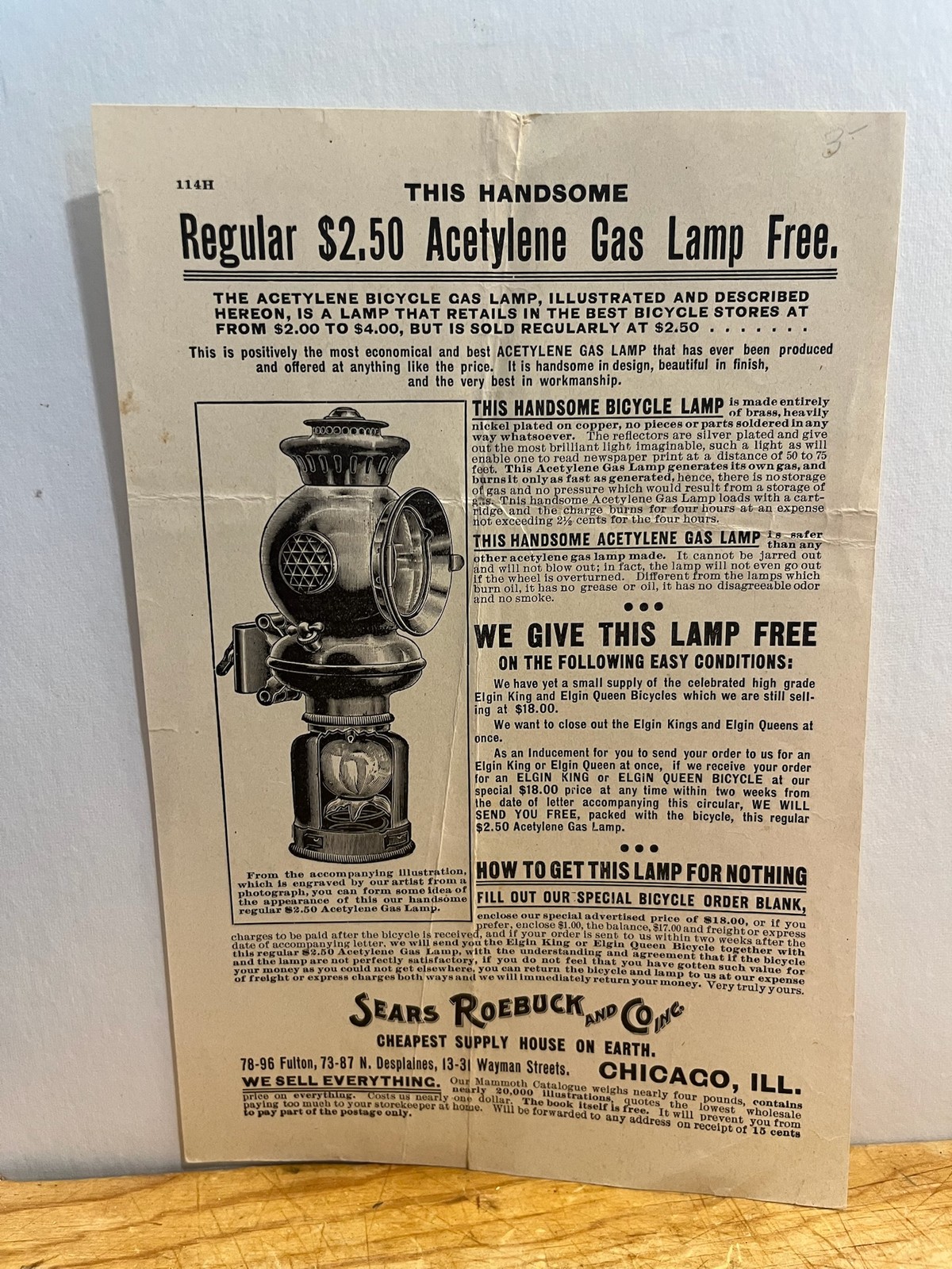 Antique Sears Roebuck Bicycle Ad 