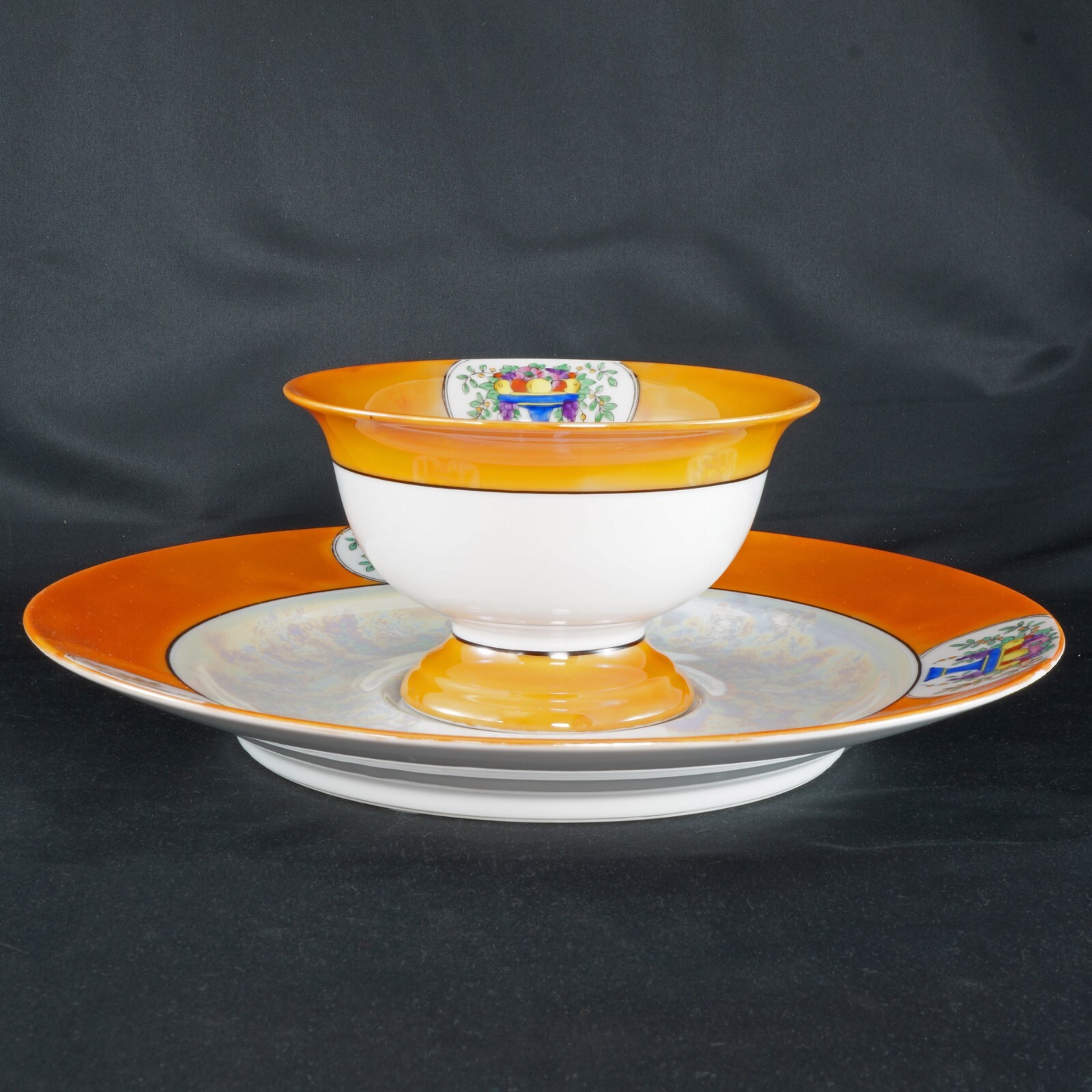Noritake Japanese Luster Ware Platter and Compote Bowl Set Circa 1925