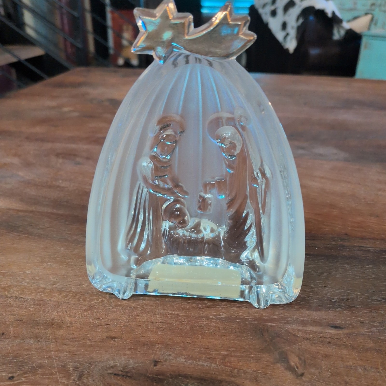 Mikasa Holy Family Frosted Fluted Glass Nativity Sculpture Germany Beautiful 