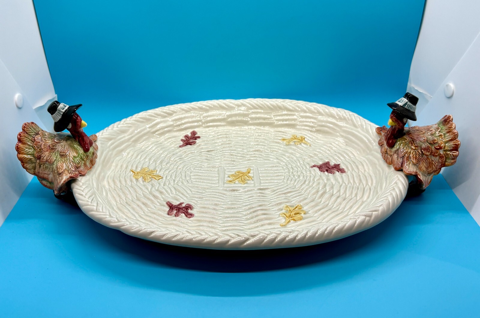 Fitz & Floyd Pilgrims Progress Thanksgiving Oval Serving Tray 14-5/8\