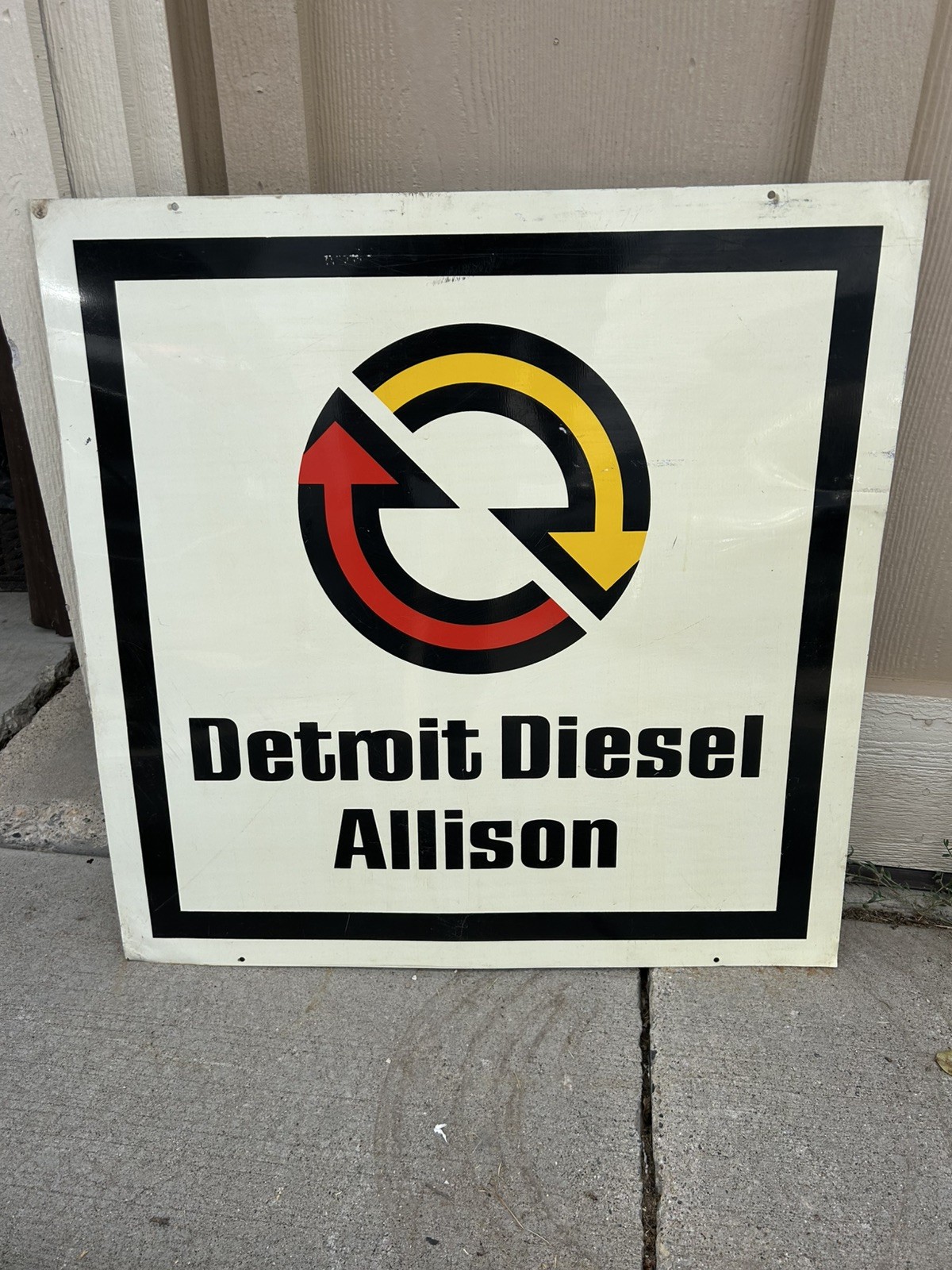 Vintage Detroit Diesel Allison 24x24 Metal Sign Double Sided GM Truck Gas Pump